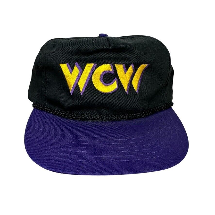 Vintage WCW Hat Snapback Purple BLACK World Championship Wrestling Excellent