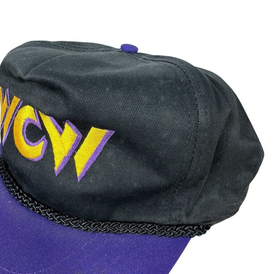 Vintage WCW Hat Snapback Purple BLACK World Championship Wrestling Excellent