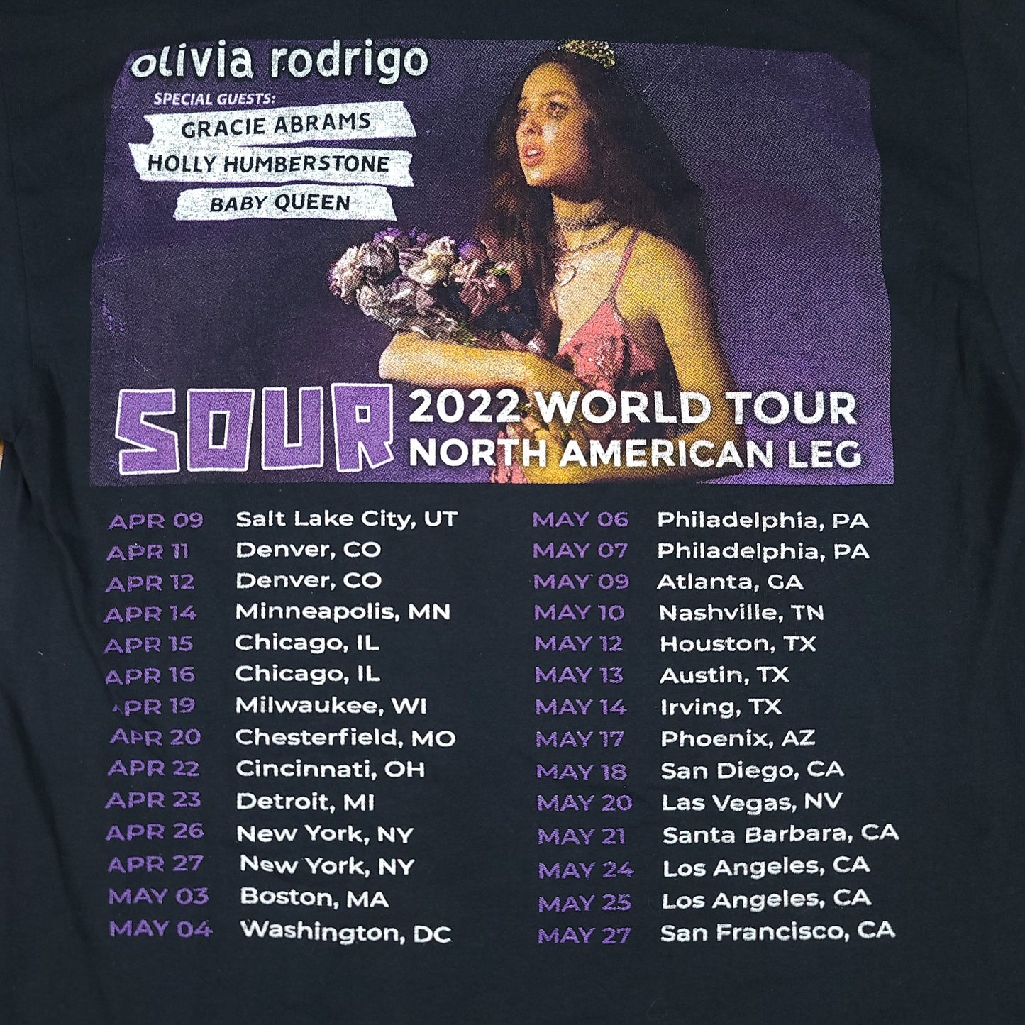 Olivia Rodrigo Black Sour Tour Tee