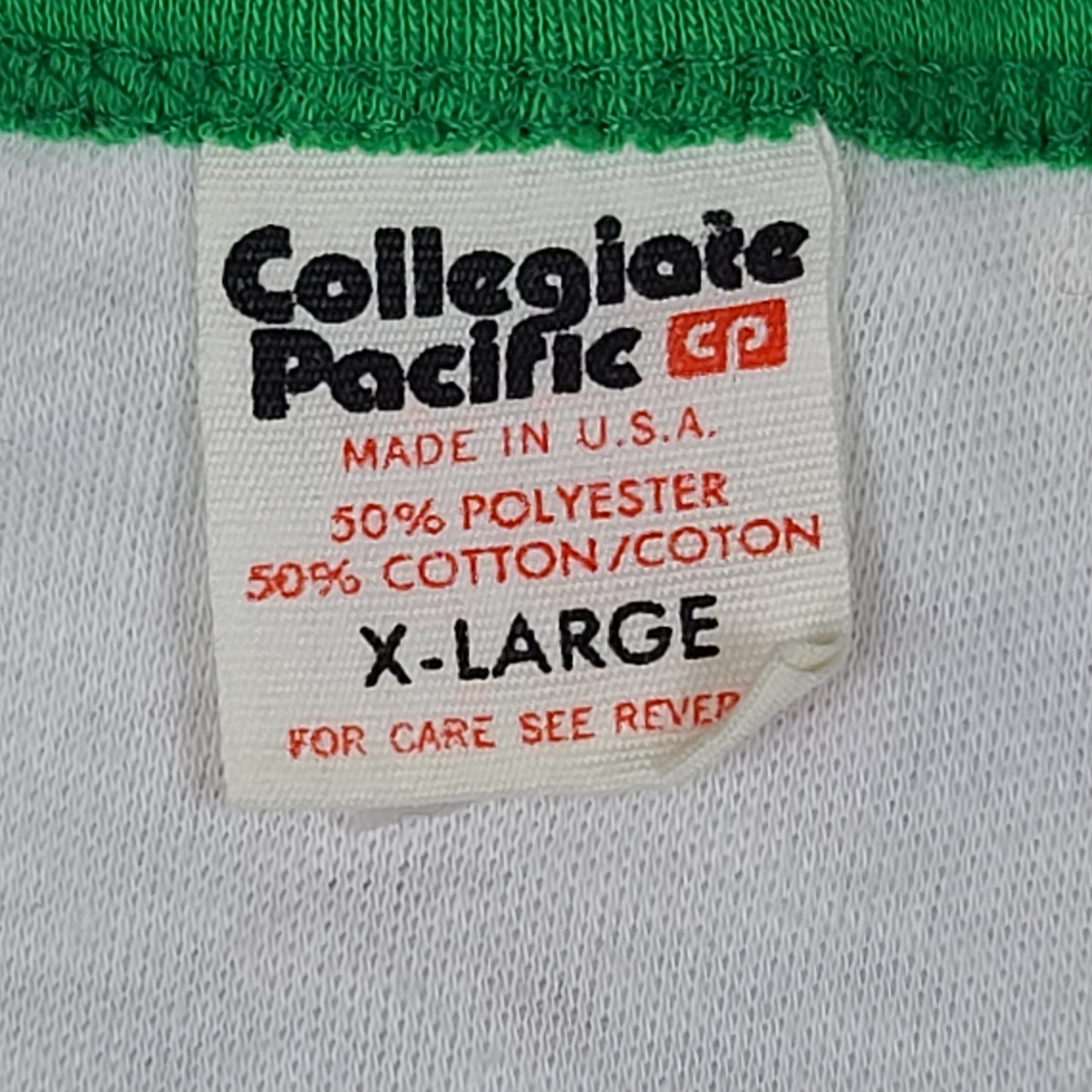Vintage Knox College Shirt Green V-Neck Ringer