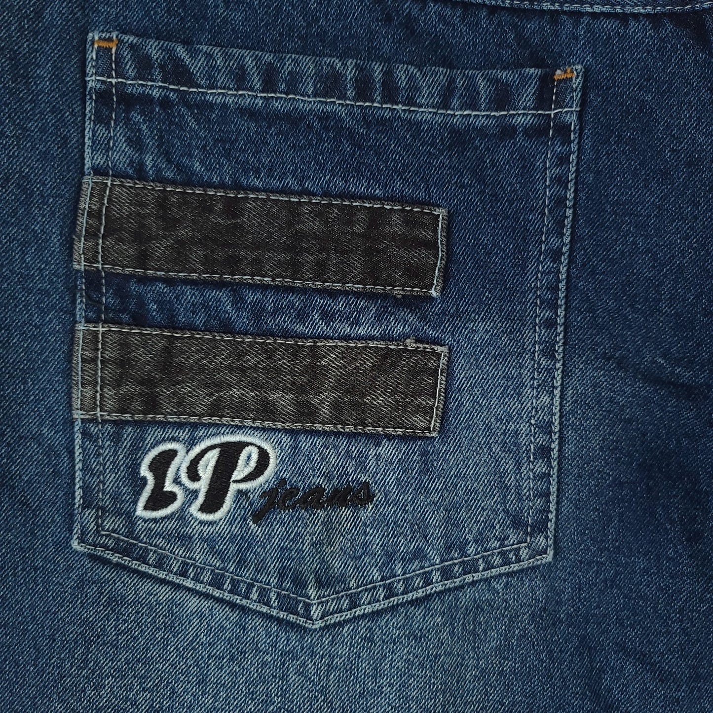 Vintage Y2K Blue Ice Pole Black Line Denim Pants