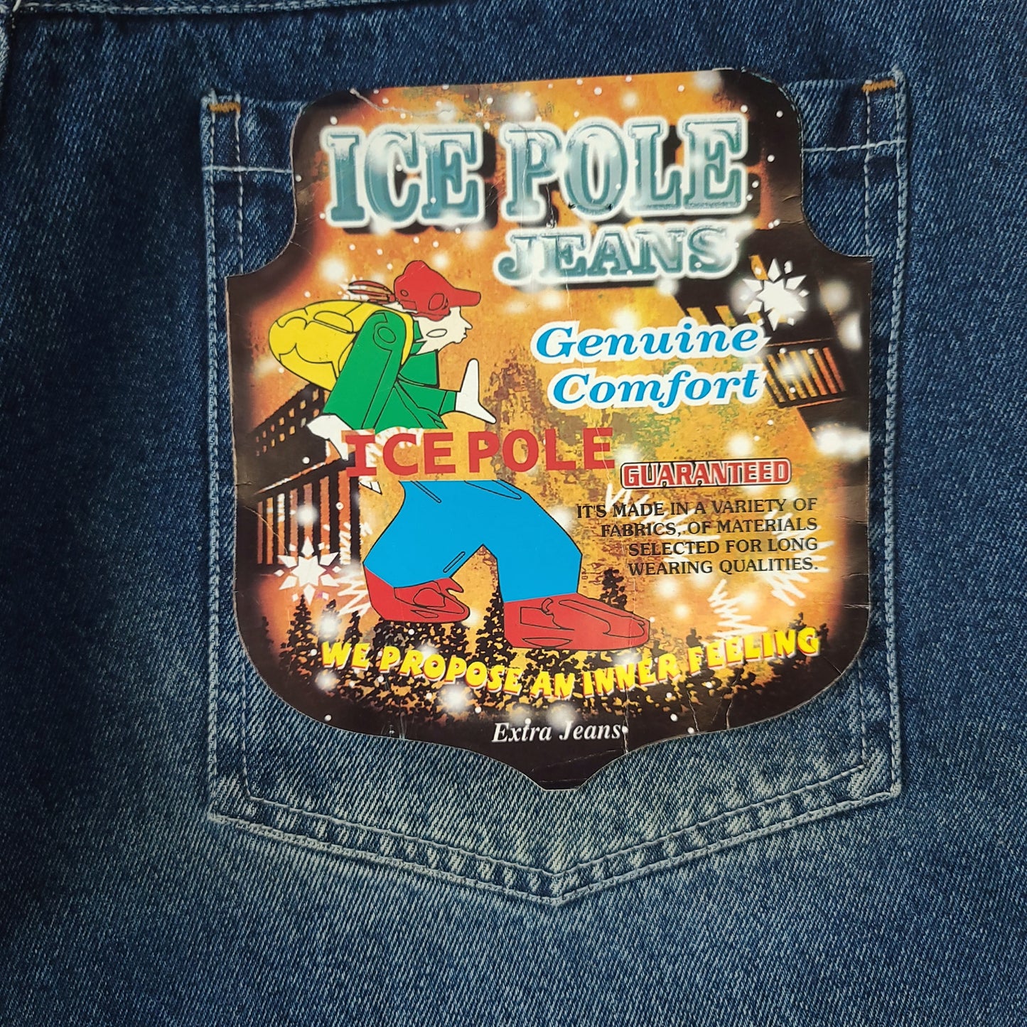 Vintage Y2K Blue Ice Pole Black Line Denim Pants