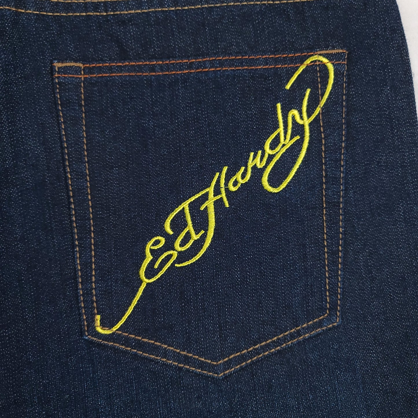 Vintage Ed Hardy Skeleton Biker Y2K Denim Pants UA