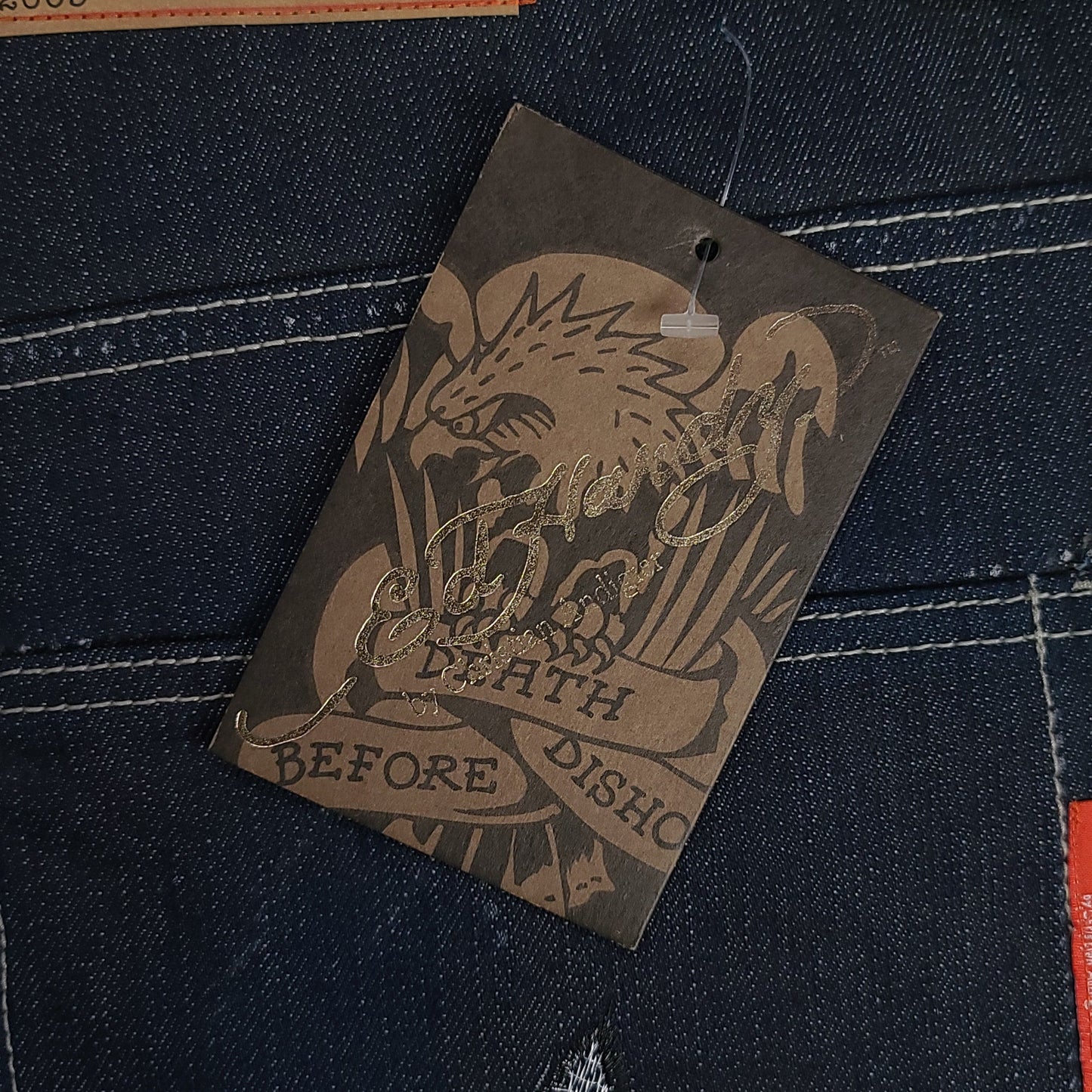 Vintage Y2K Ed Hardy Oni Mask Denim Pants (Unauthorized)