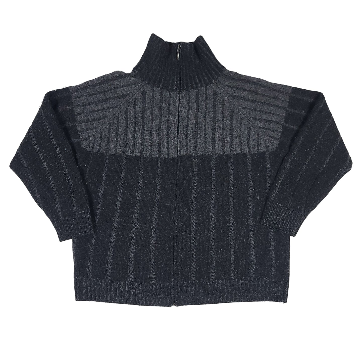 Vintage 1990���s Italian Made Dark Wool Zip Up Sweater