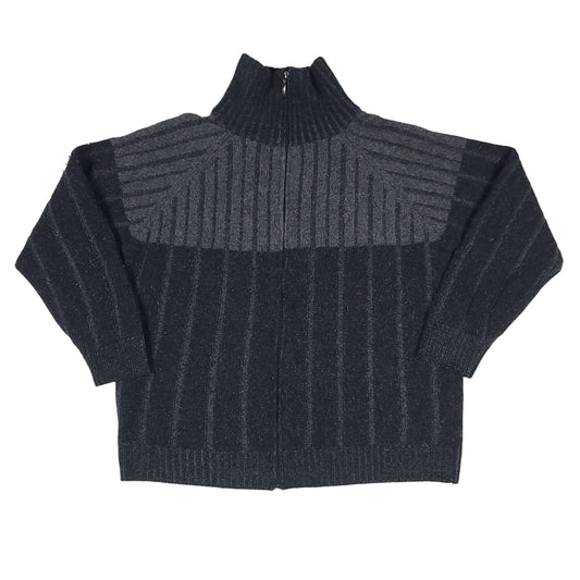 Vintage 1990���s Italian Made Dark Wool Zip Up Sweater