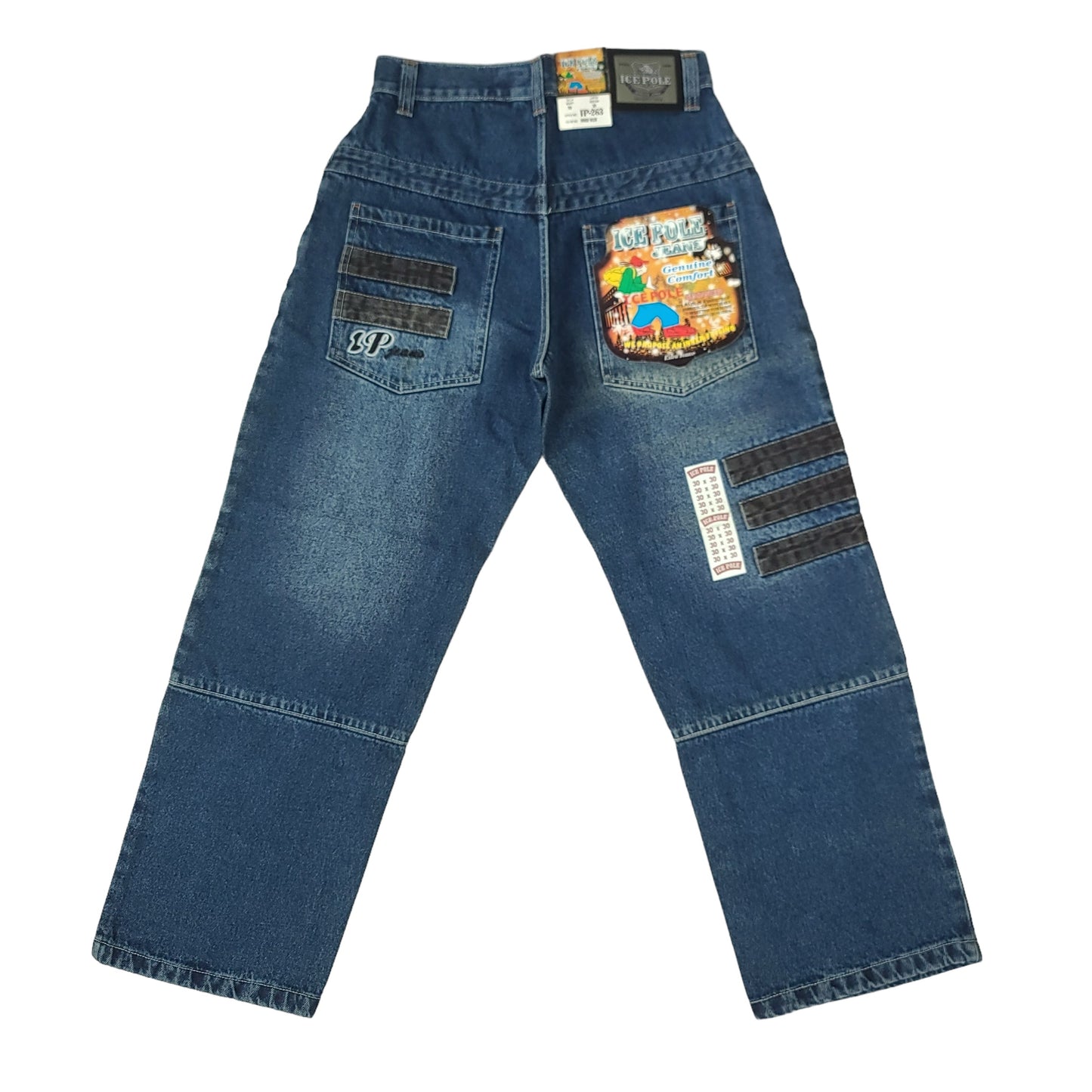 Vintage Y2K Blue Ice Pole Black Line Denim Pants