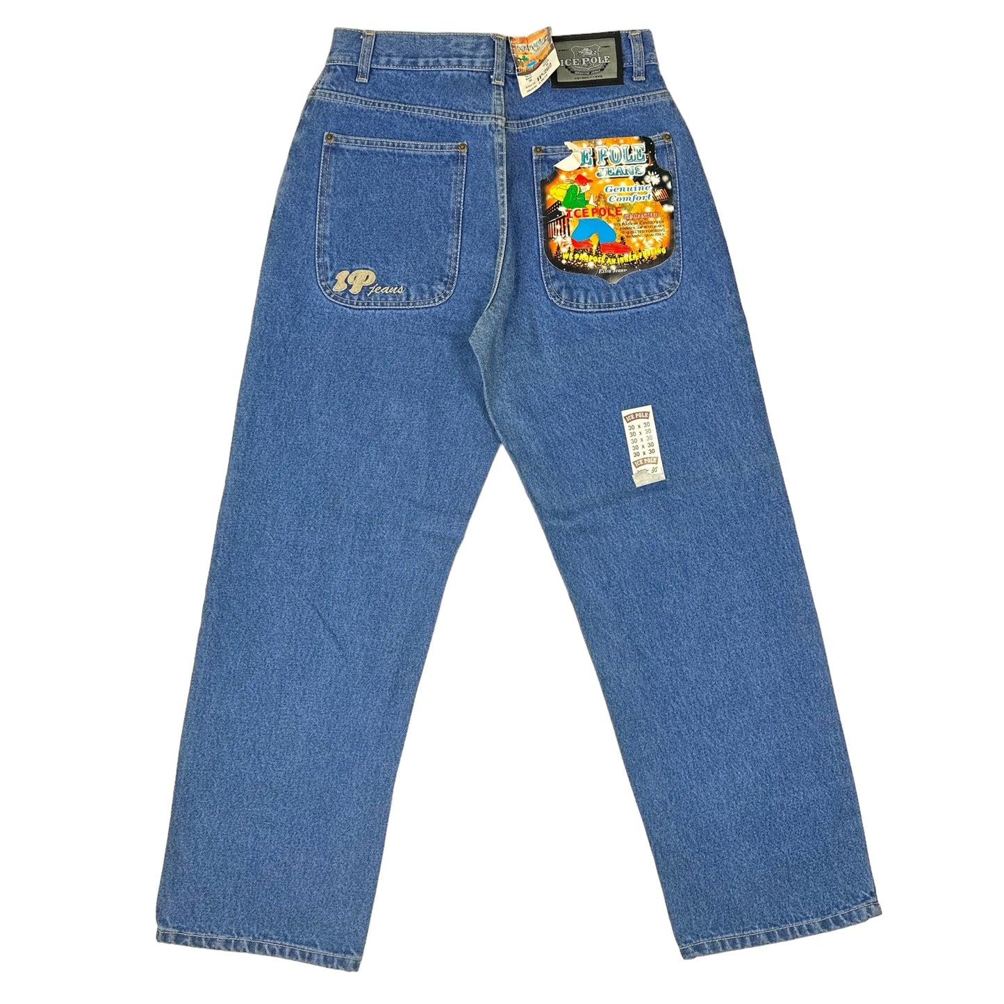 Vintage Y2K Ice Pole Gold Spellout Embroidered Denim Pants