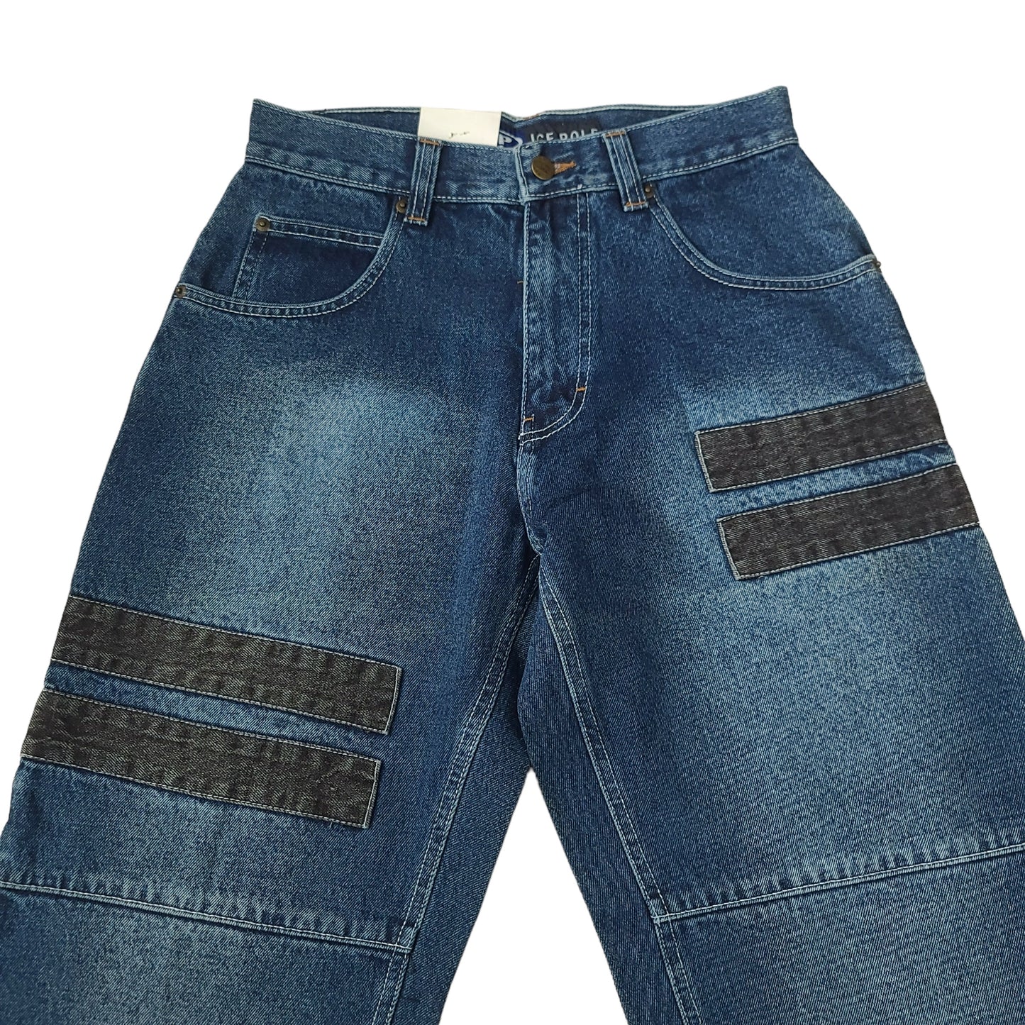Vintage Y2K Blue Ice Pole Black Line Denim Pants