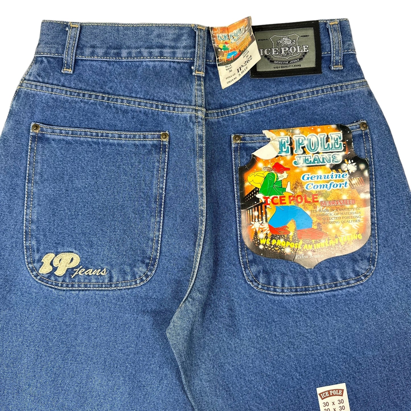 Vintage Y2K Ice Pole Gold Spellout Embroidered Denim Pants