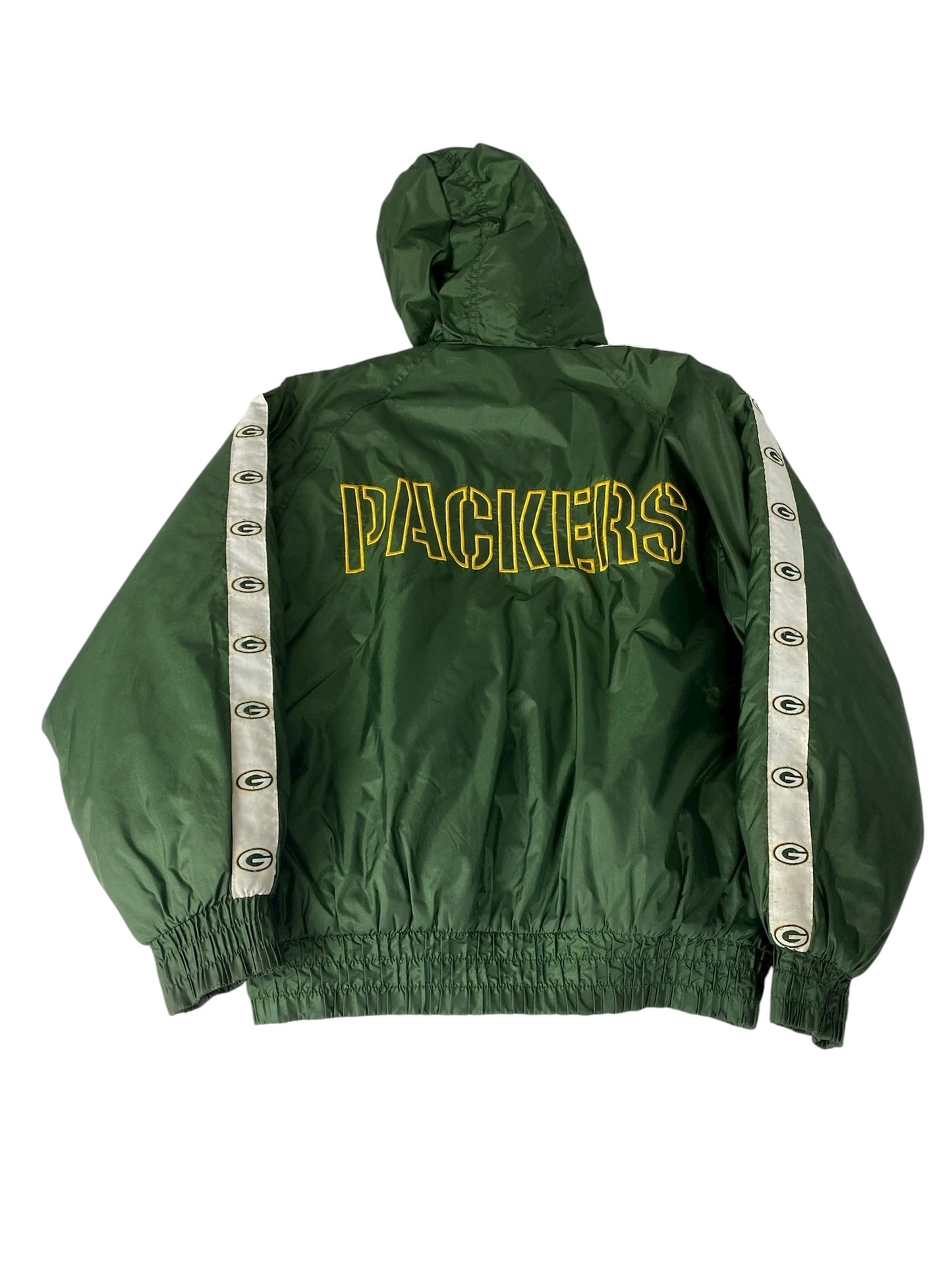 Vintage Green Bay Packers Jacket NFL Zip Up Sleeve Stripe Hooded