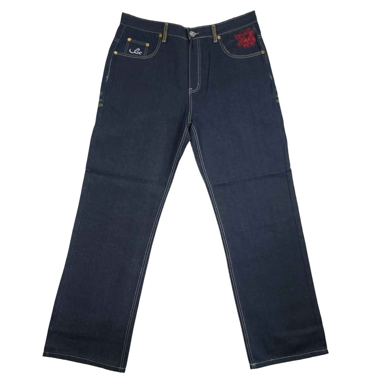 Vintage Y2K Ed Hardy Oni Mask Denim Pants (Unauthorized)