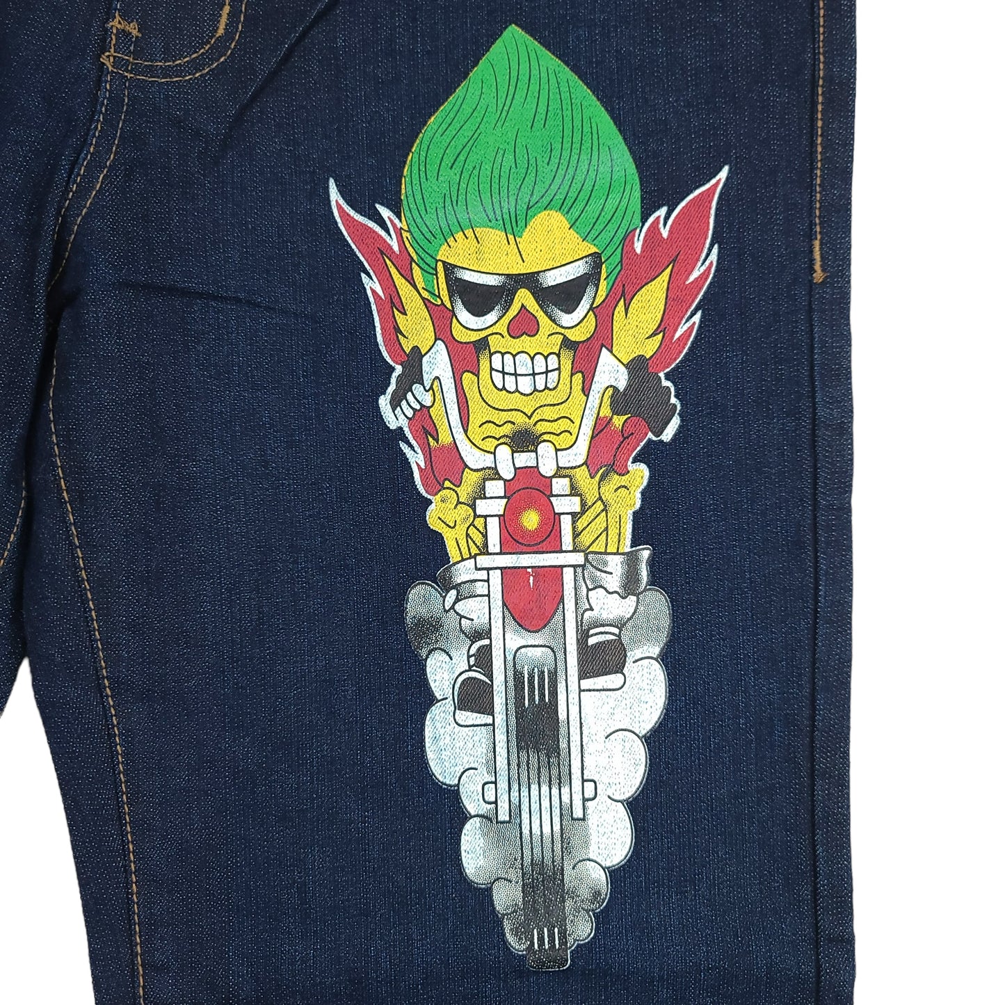 Vintage Ed Hardy Skeleton Biker Y2K Denim Pants UA