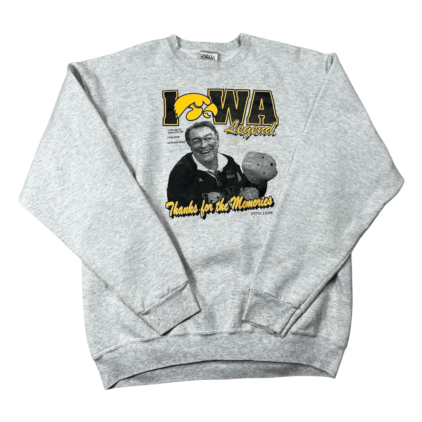 Vintage University of Iowa Sweatshirt Football Hayden Fry Memorial