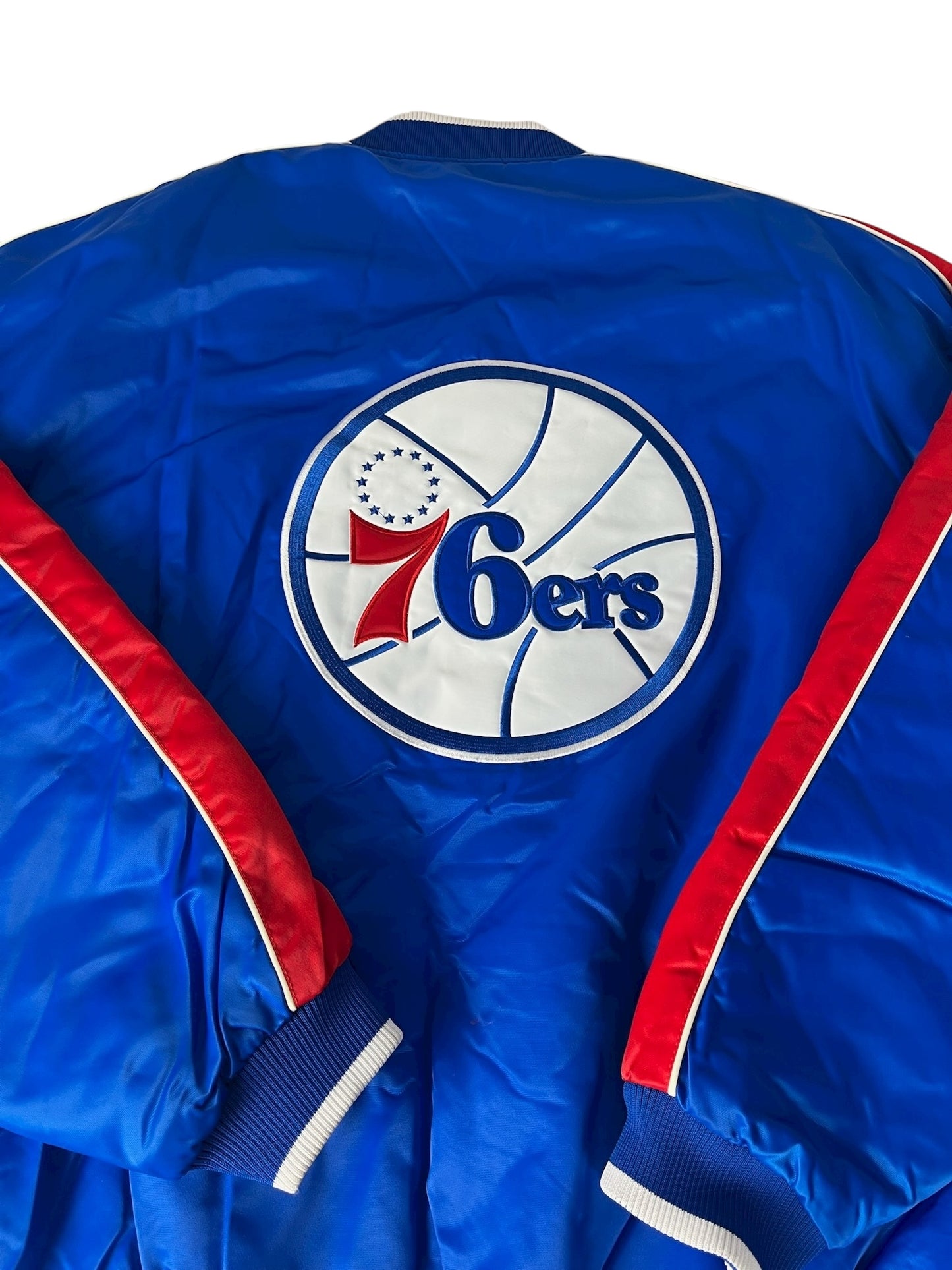 Vintage Philadelphia 76ers Jacket NBA Hardwood Classics Satin Blue