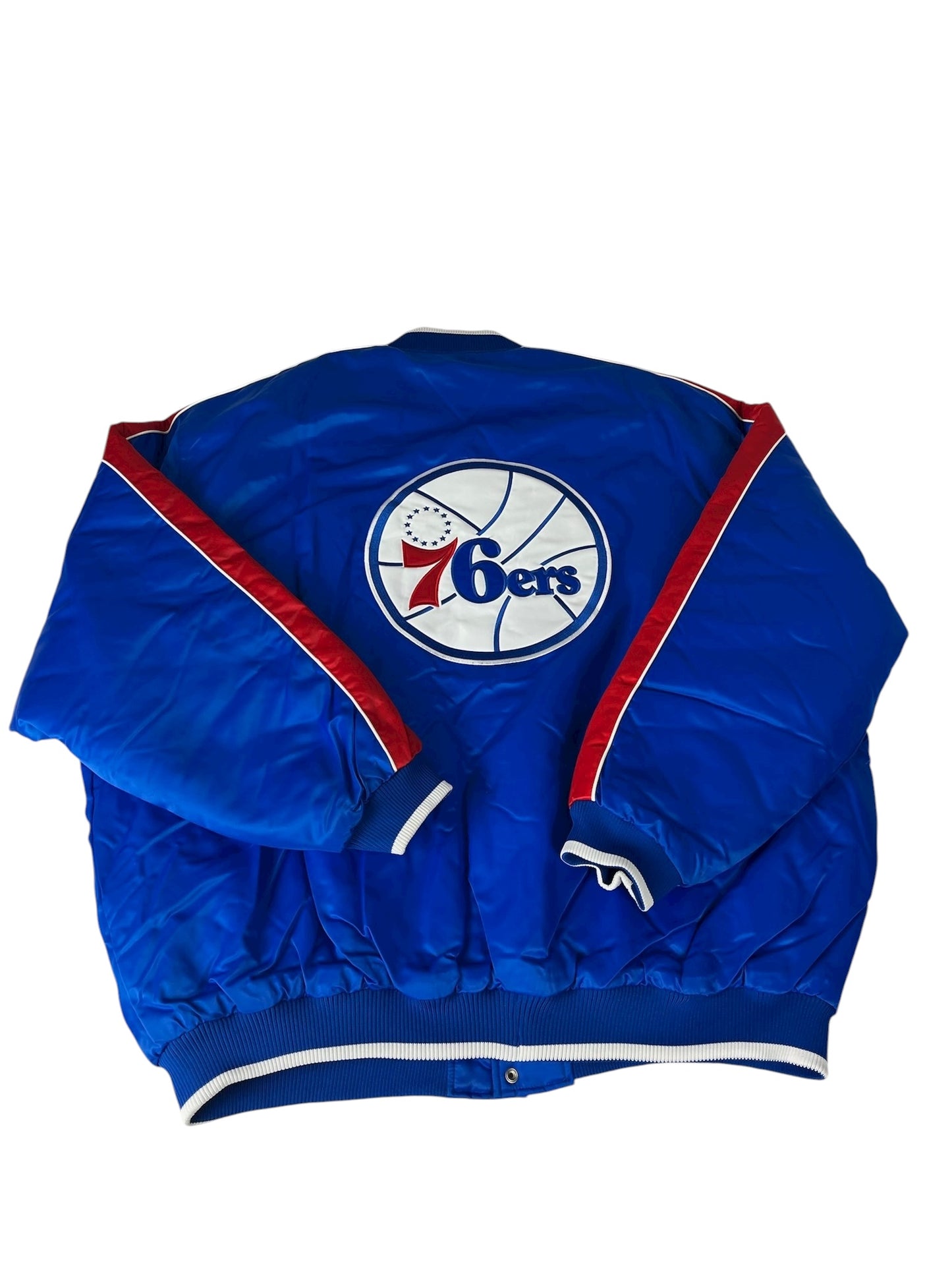 Vintage Philadelphia 76ers Jacket NBA Hardwood Classics Satin Blue