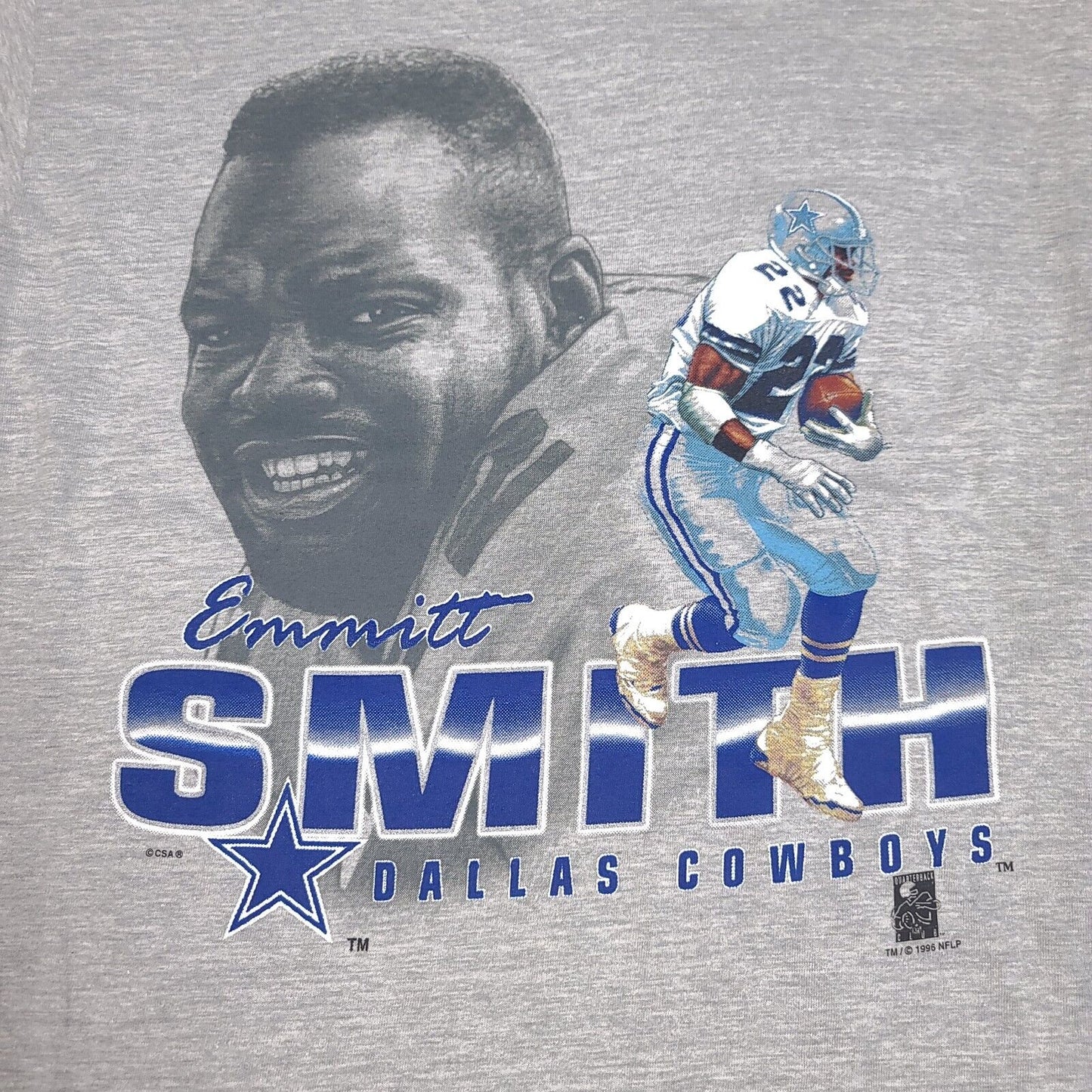 Emmitt Smith Dallas Cowboys Gray Csa Caricature T Shirt Nwt