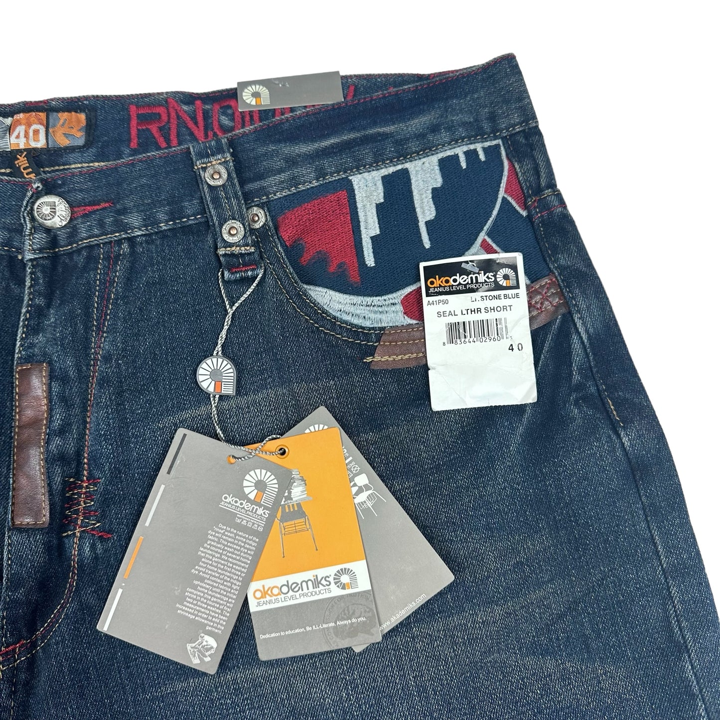 Vitnage Y2K Akademiks Native Warriors Denim Shorts