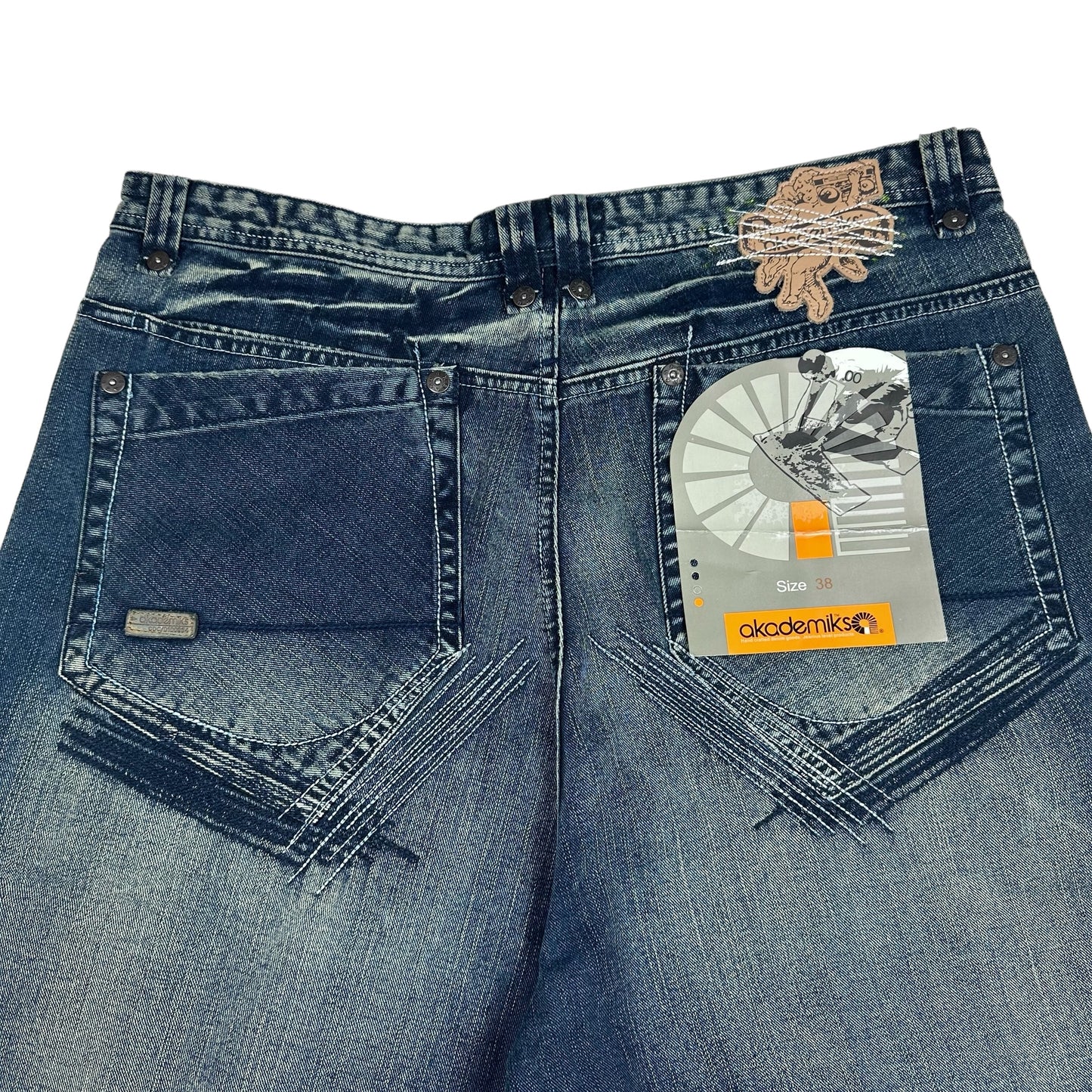 Vintage Y2K Akademiks Putty Logo Denim Shorts