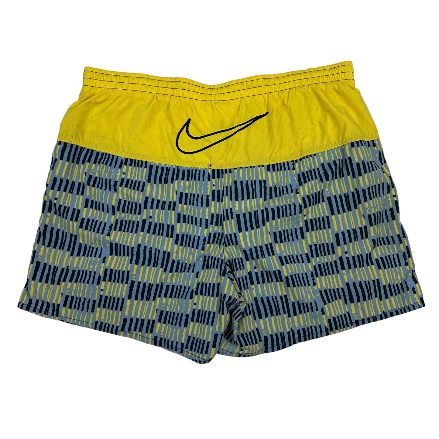 Vintage Nike Yellow Blue Square Geometric Nylon Shorts