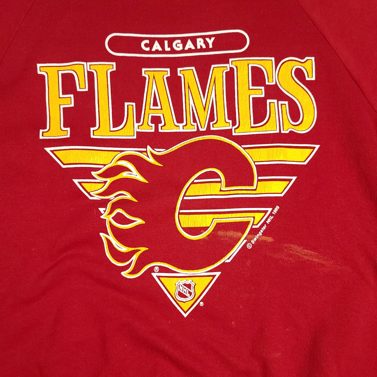 Vintage Calgary Flames Red NHL 1989 Sweatshirt