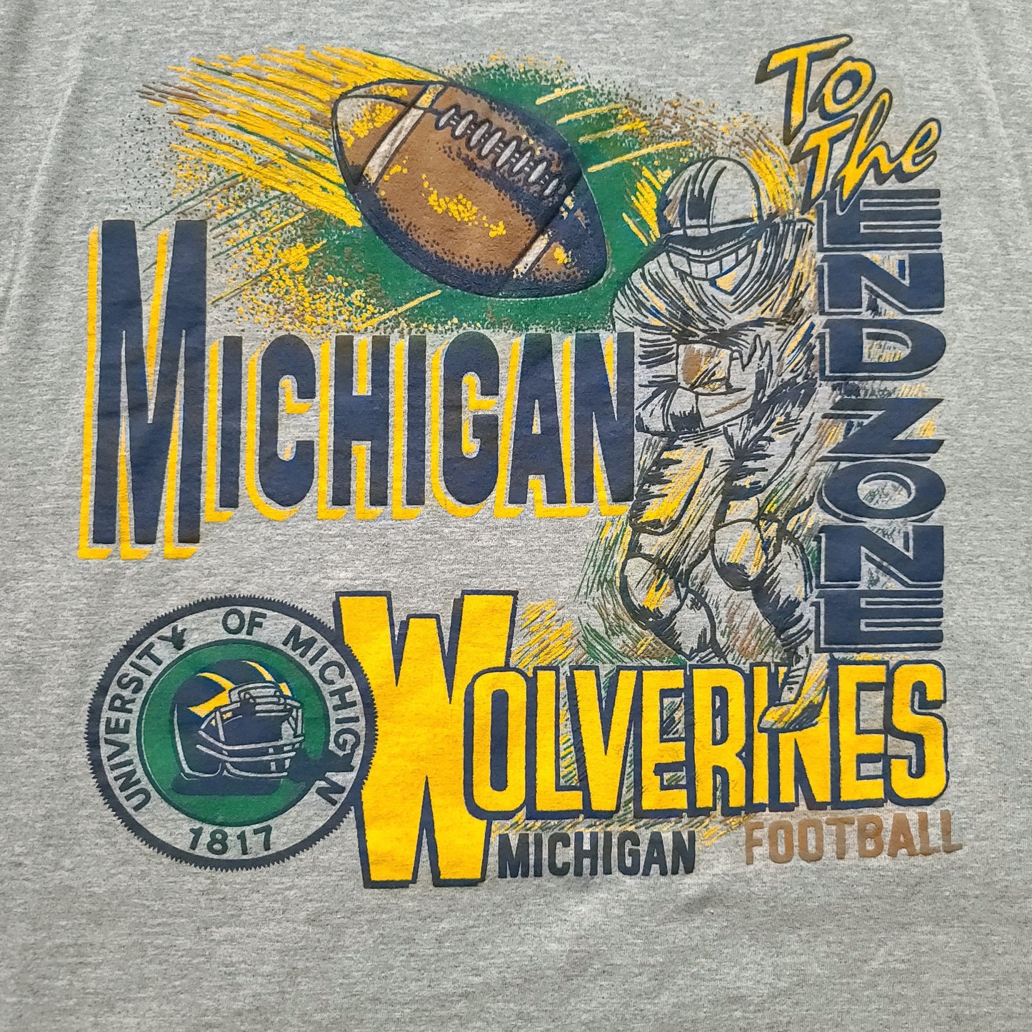 Vintage University of Michigan Wolverines Football To The End Zone Raglan