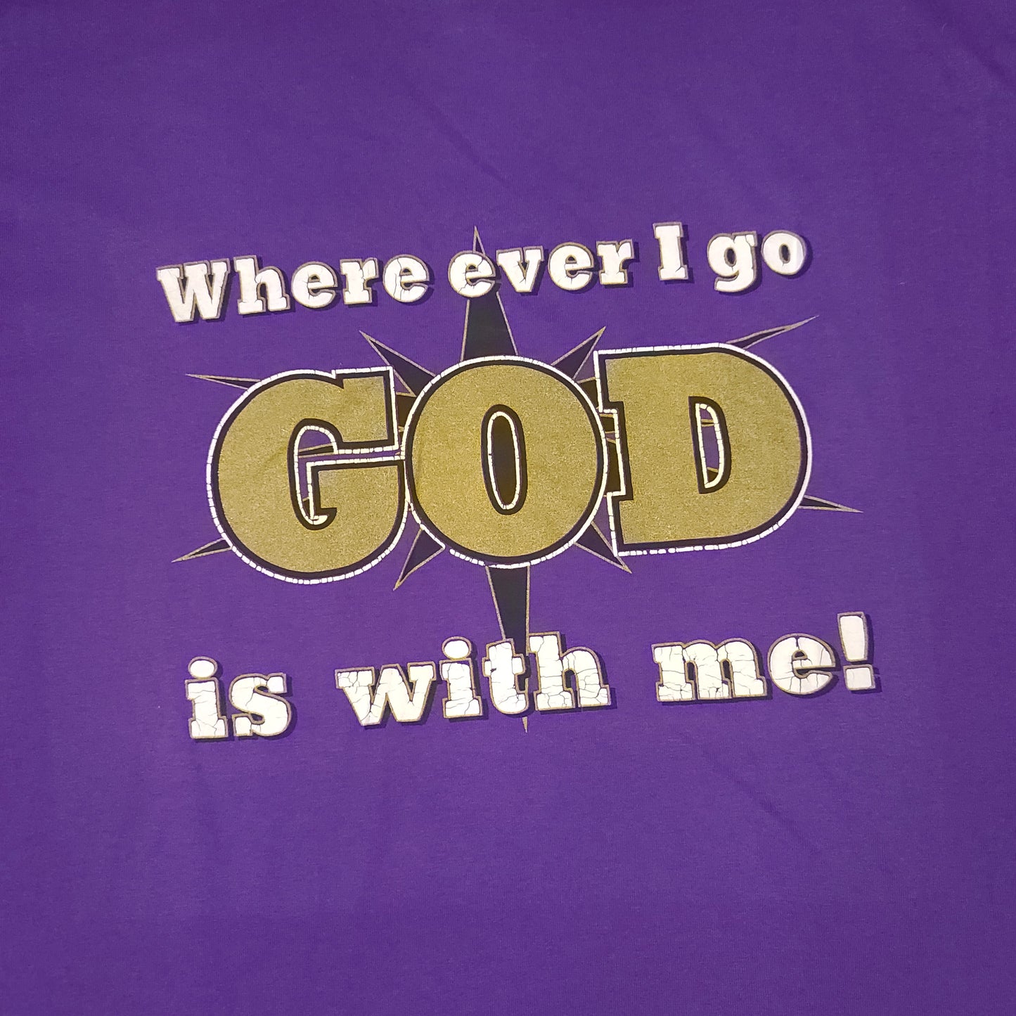 Vintage Where Ever I Go God is With Me Purple Tee