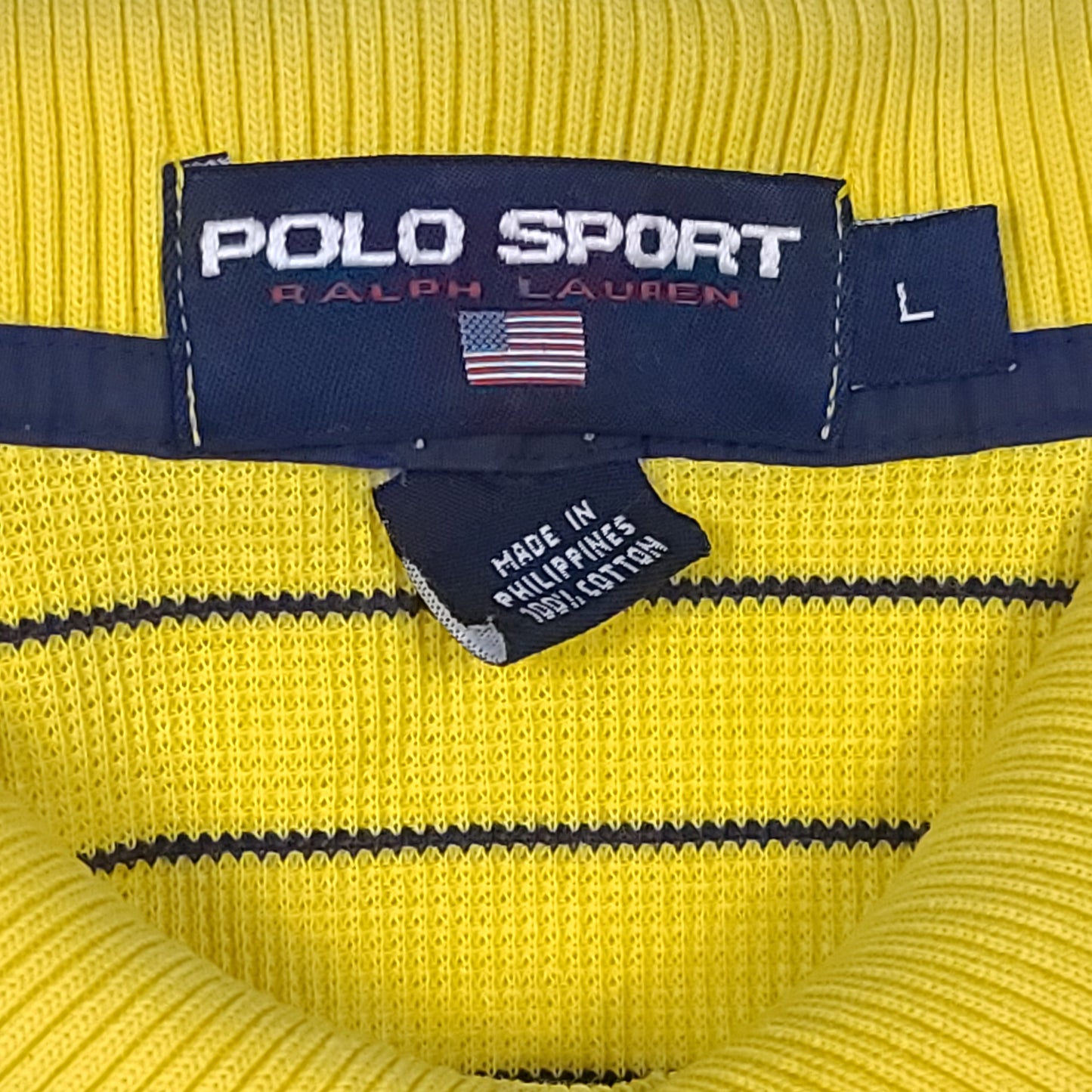 Vintage Polo Sport Ralph Lauren Yellow Blue Striped Polo