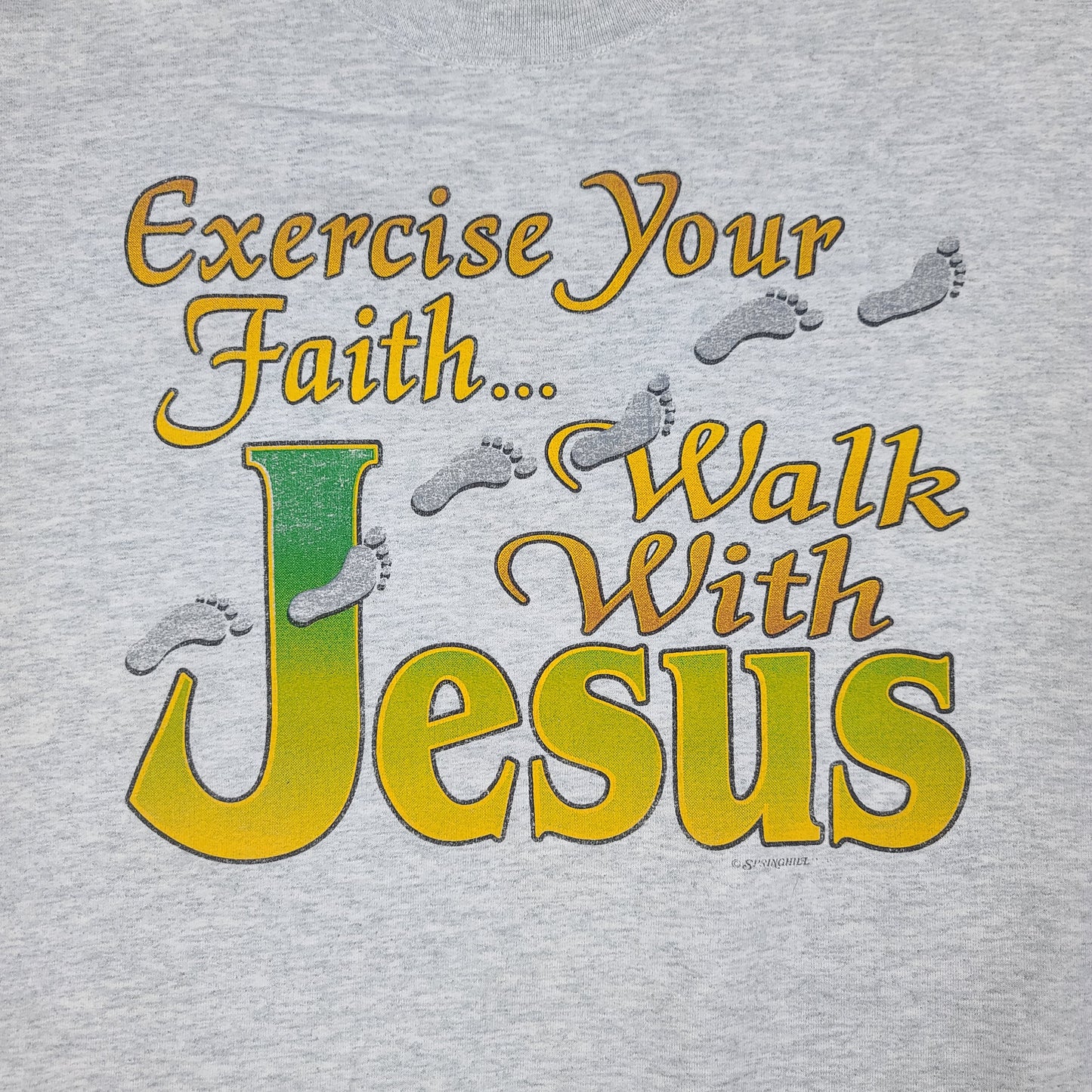 Vintage Exercise Your Faith Walk With Jesus Gray Sweatshirt