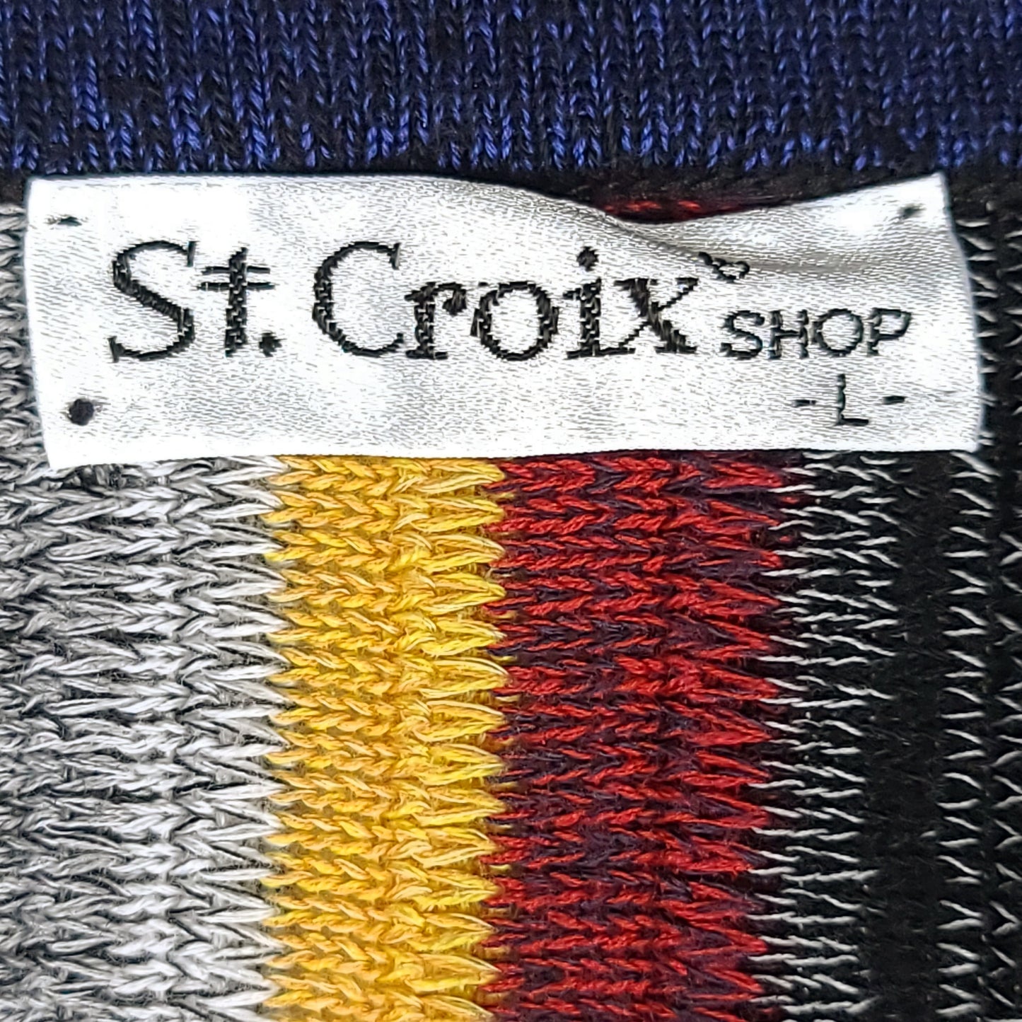 St. Croix Rainbow Coogi Style Knit V-Neck Sweater