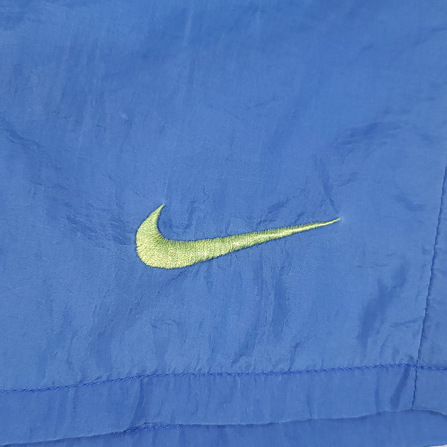 Vintage Nike Blue Color Block Big Swoosh Nylon Shorts