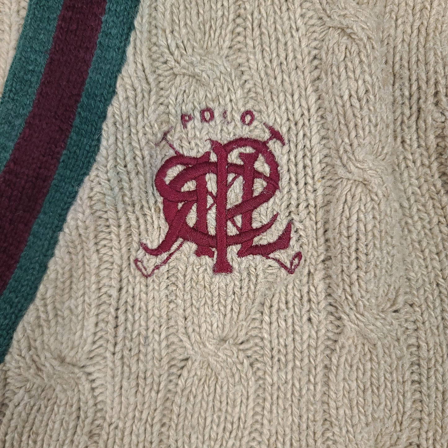 Vintage Polo Ralph Lauren Beige Cable Knit Cardigan