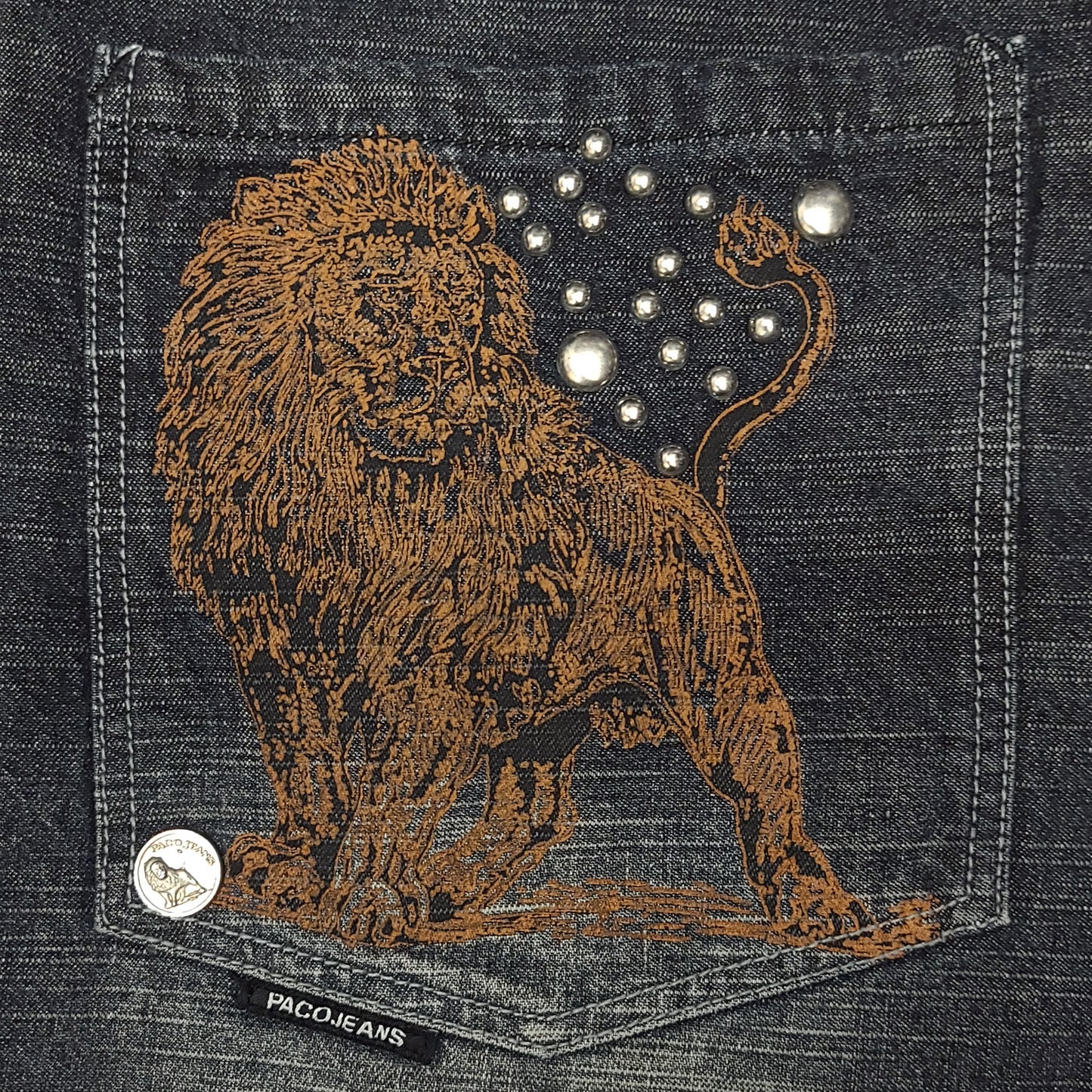 Vintage Y2K Lion Print Denim Paco Jeans