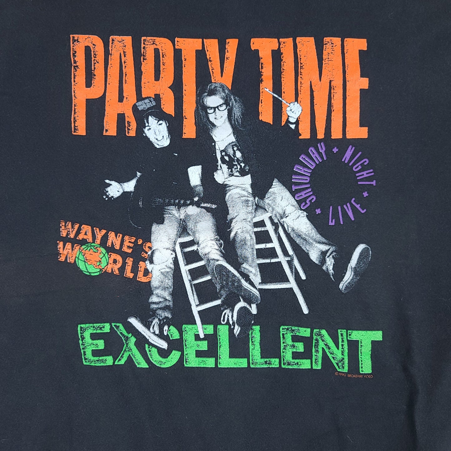 Vintage Wayne's World Party Time Black Sweatshirt
