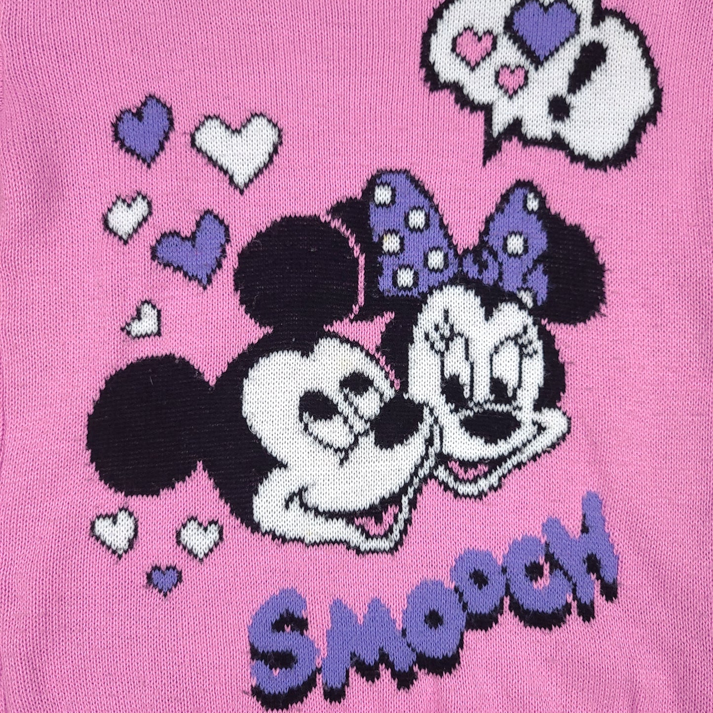 Vintage Mickey & Minnie Mouse Smooch Pink Knit Sweater
