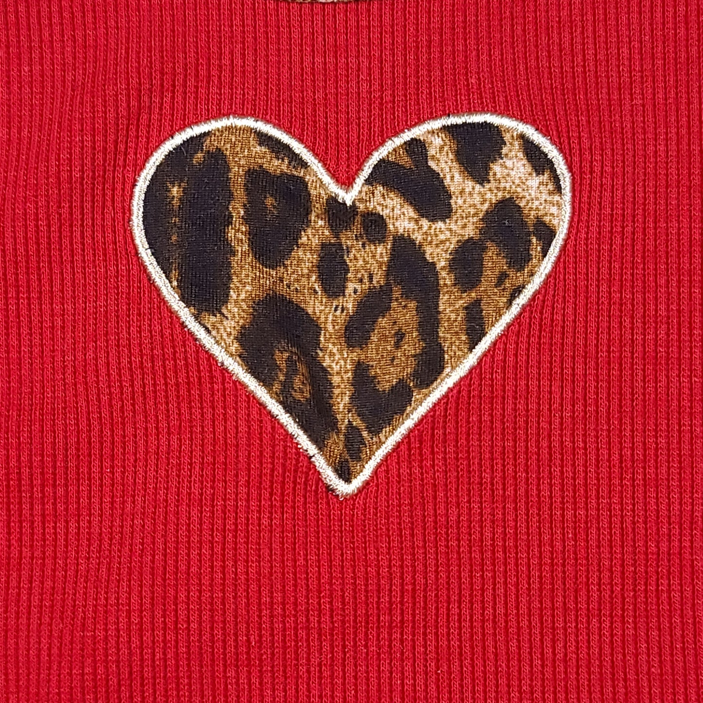 Cheetah Heart Red Ribbed Tee
