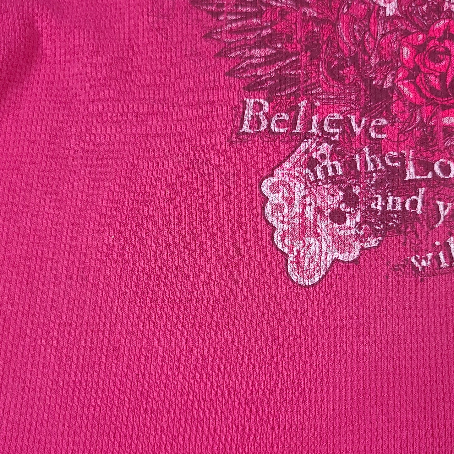 Believe in the Lord Jesus Pink Thermal Long Sleeve Tee
