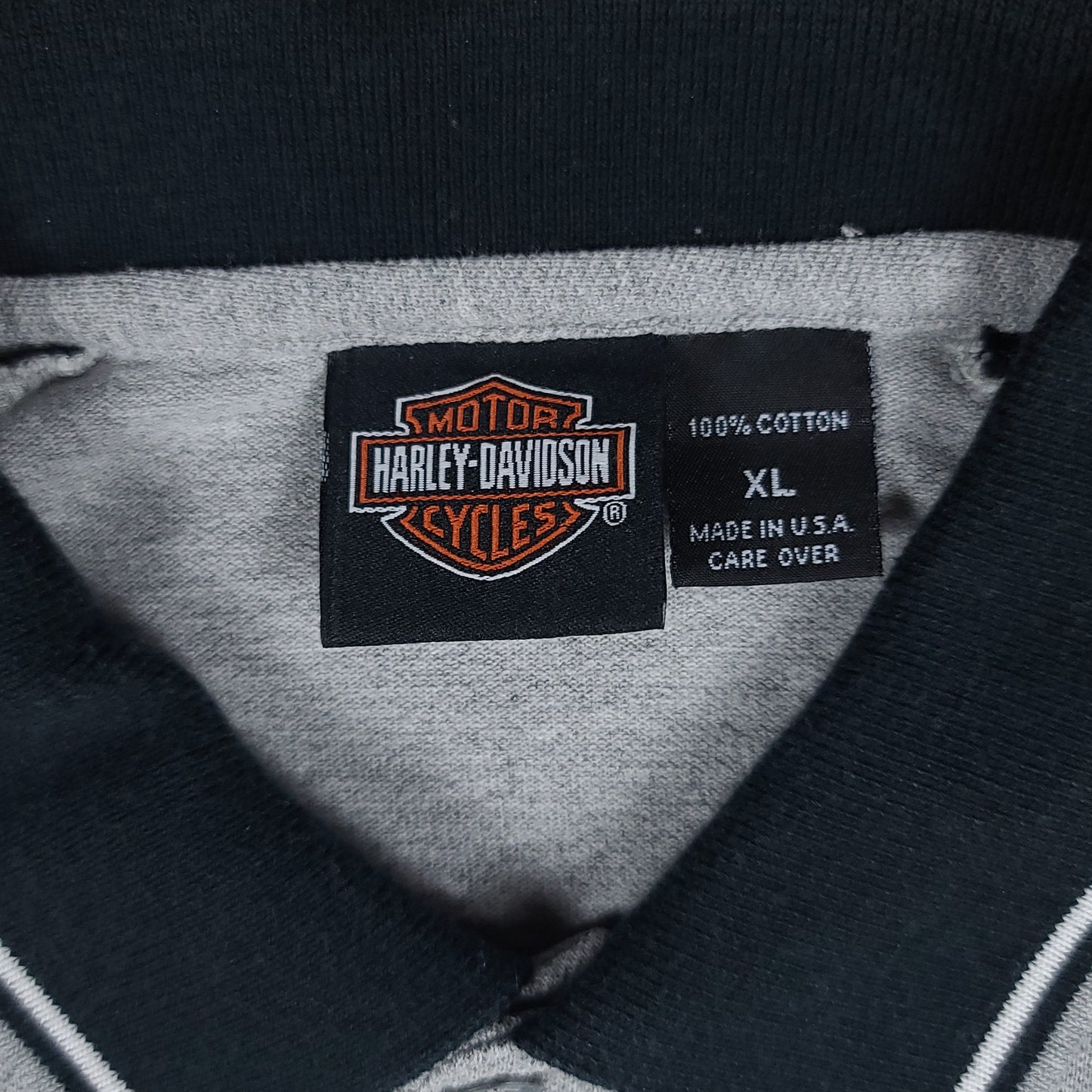 Vintage Harley Davidson Gray & Black Polo