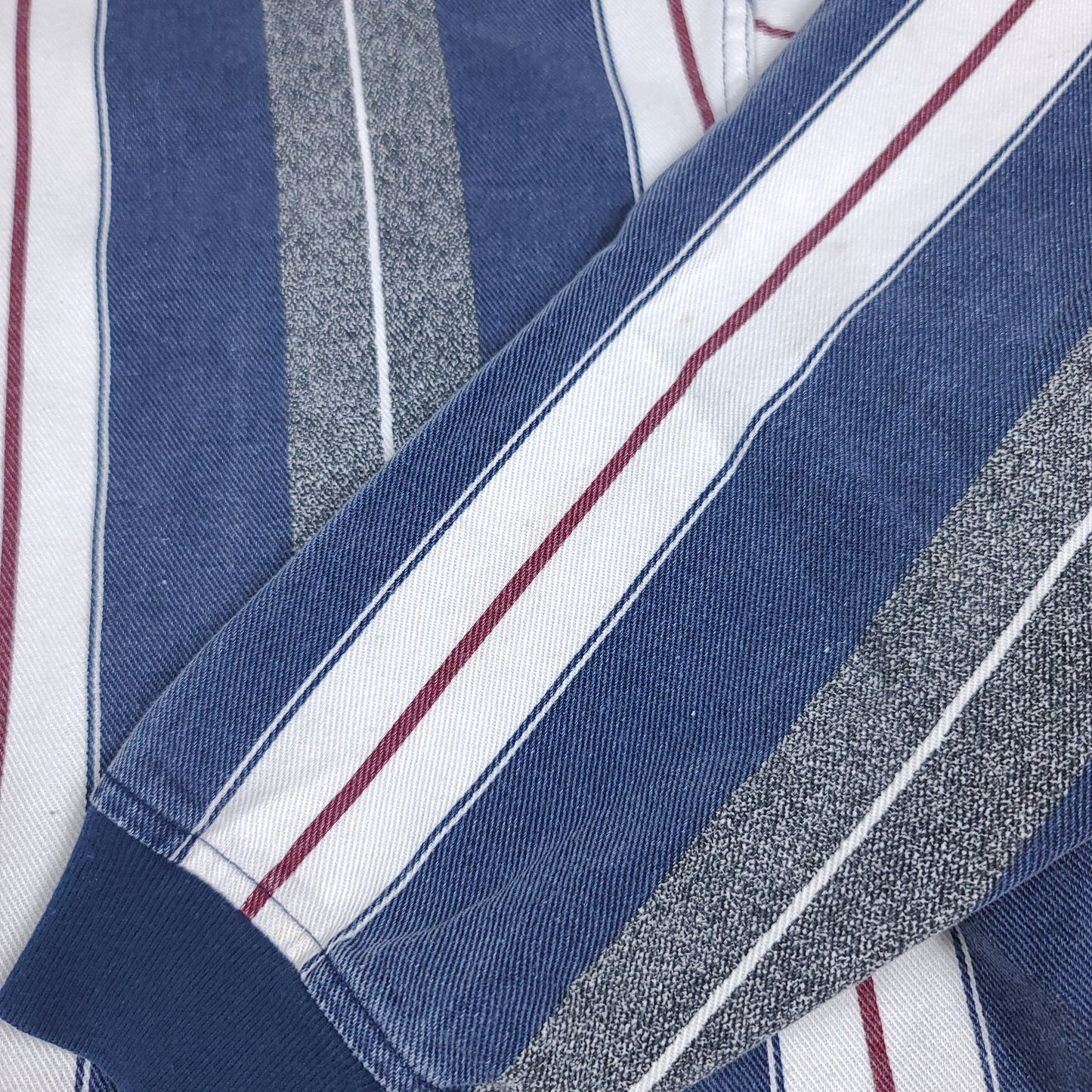 Faded Glory Blue Striped Long Sleeve Polo