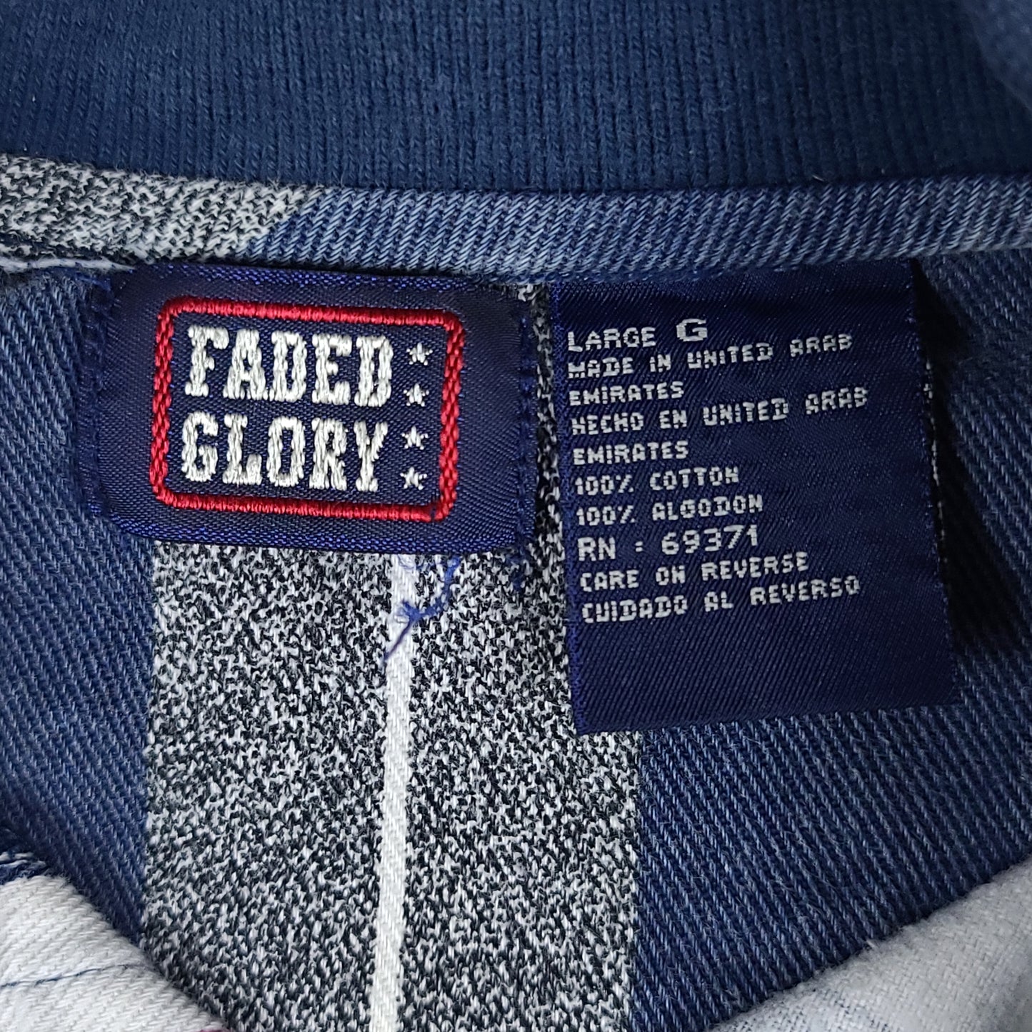 Faded Glory Blue Striped Long Sleeve Polo
