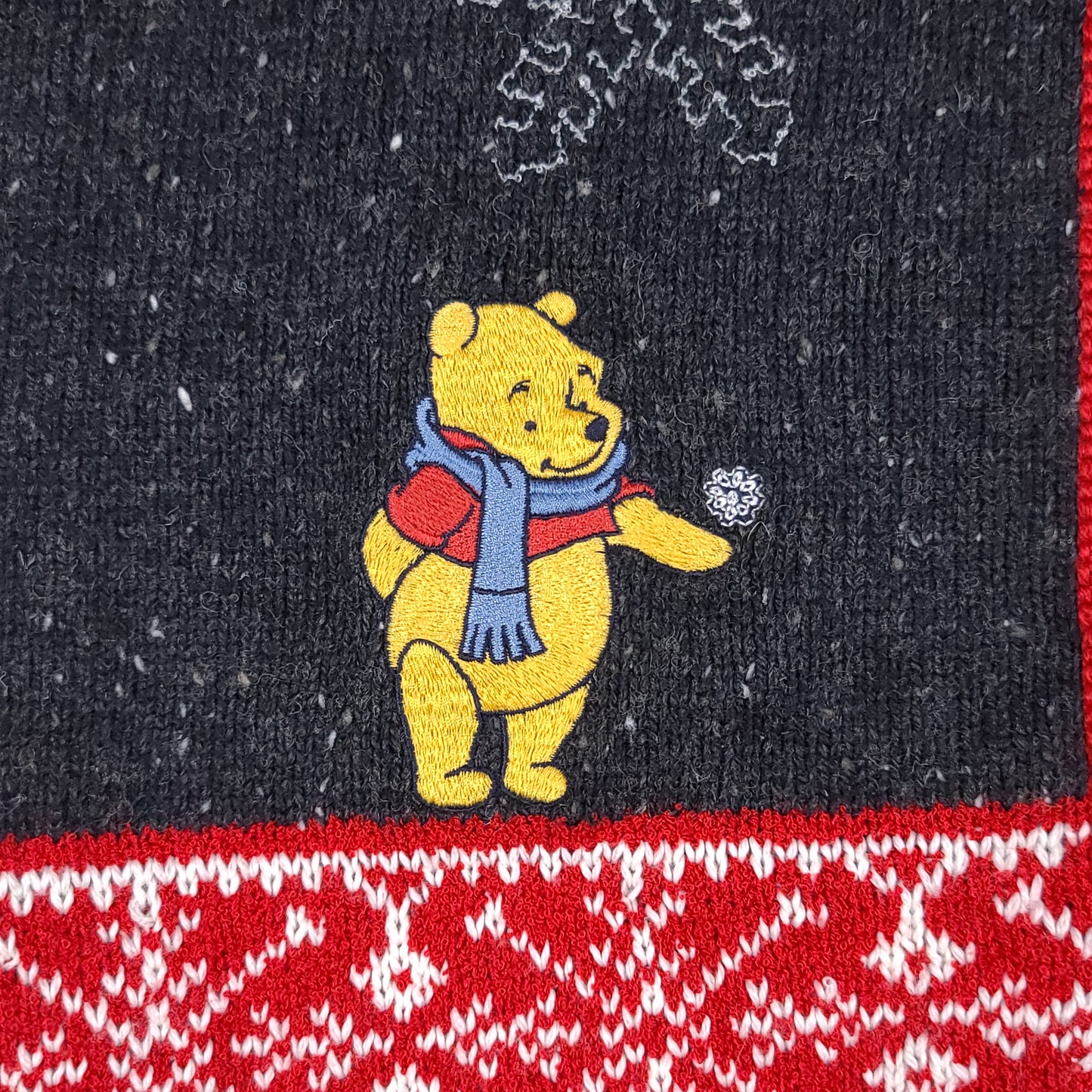 Vintage Winnie the Pooh Snowflake Zip Up Disney Ramie Sweater
