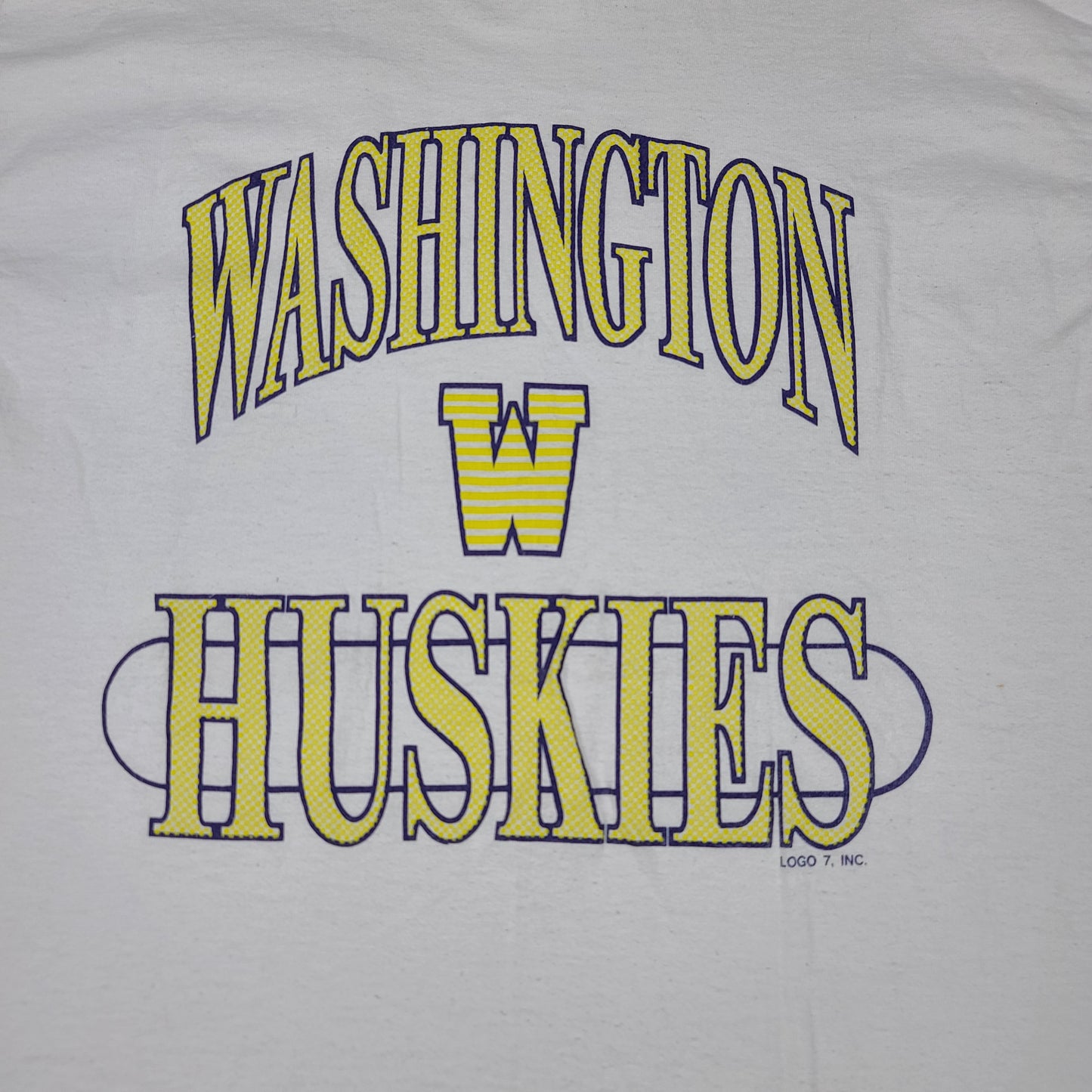 Vintage University of Washington Huskies White Logo 7 Tee