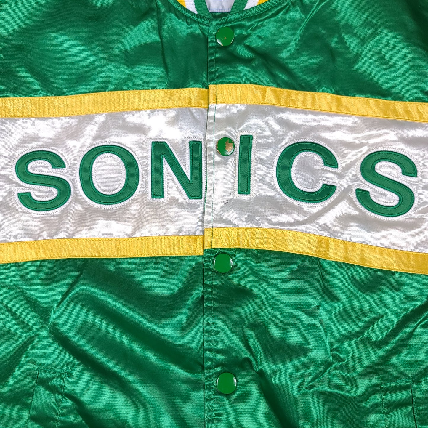 Seattle Supersonics NBA Green Satin Snap Button Jacket