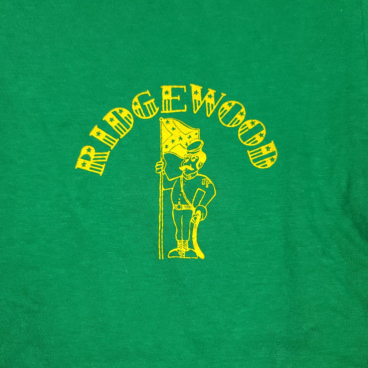 Vintage 80's Ridgewood High School Reversible Green Yellow Gym Tee