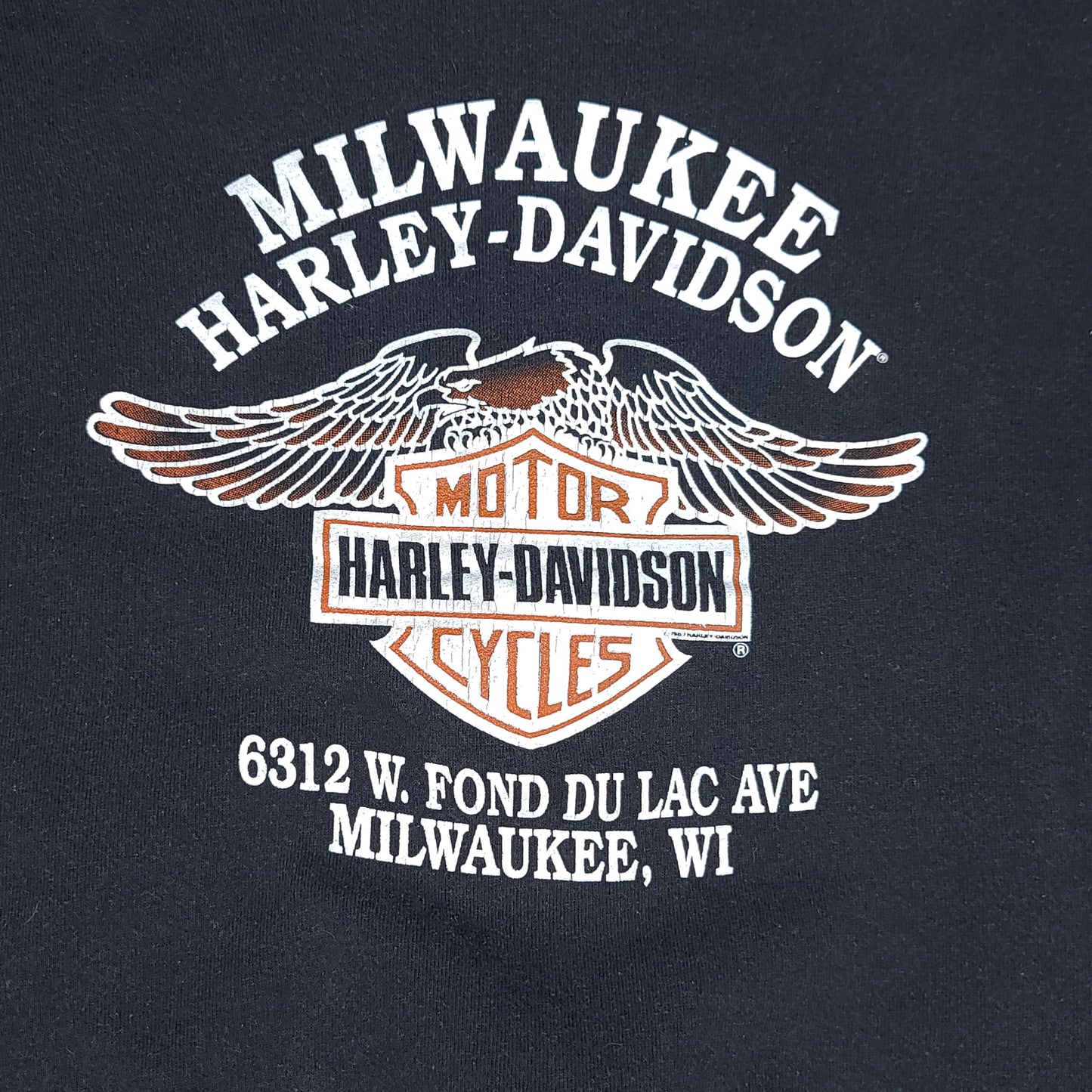 Vintage 1990 Harley Davidson Milwaukee Black Zip Up Hoodie