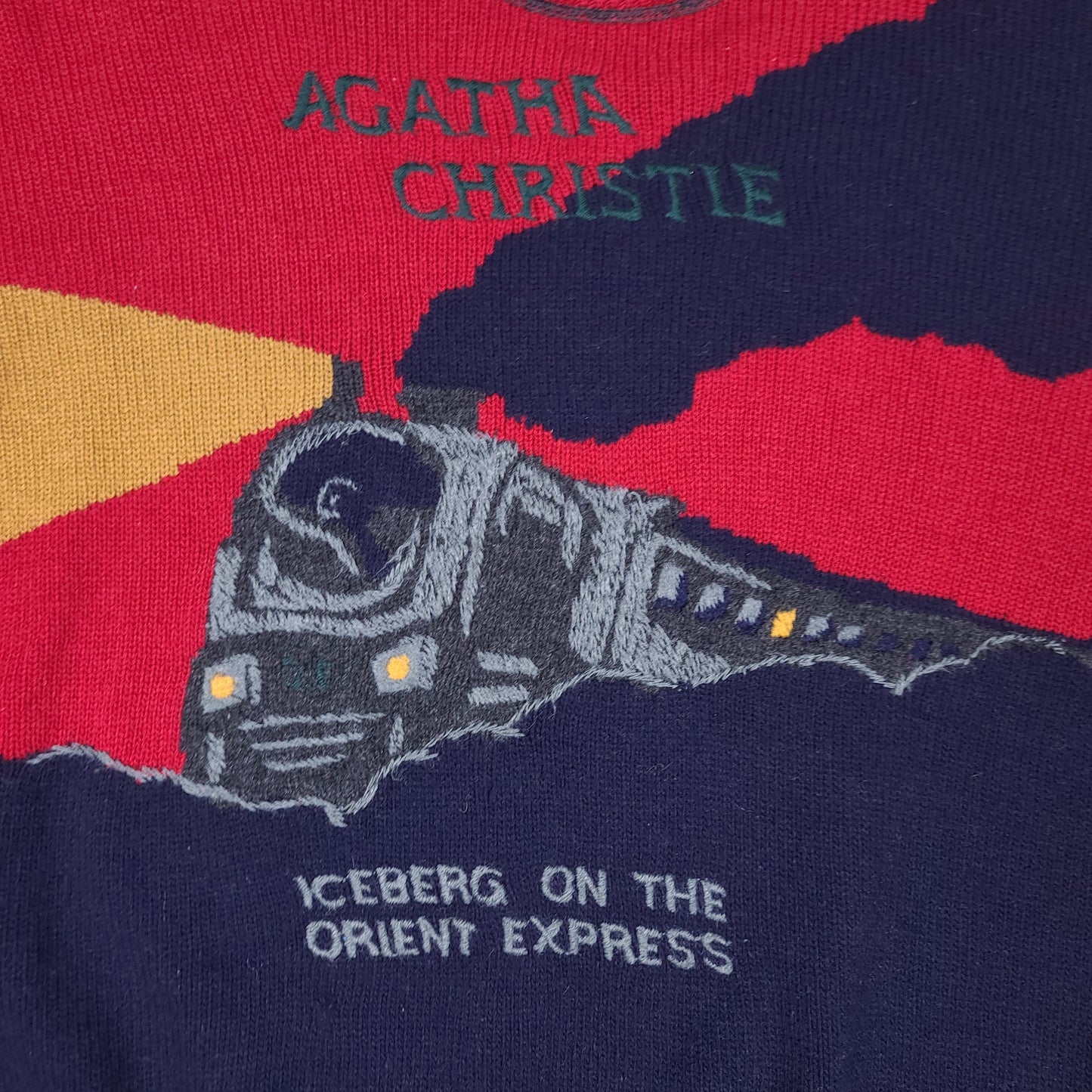 Vintage Agatha Cristie Iceberg on the Orient Express Knit Sweater