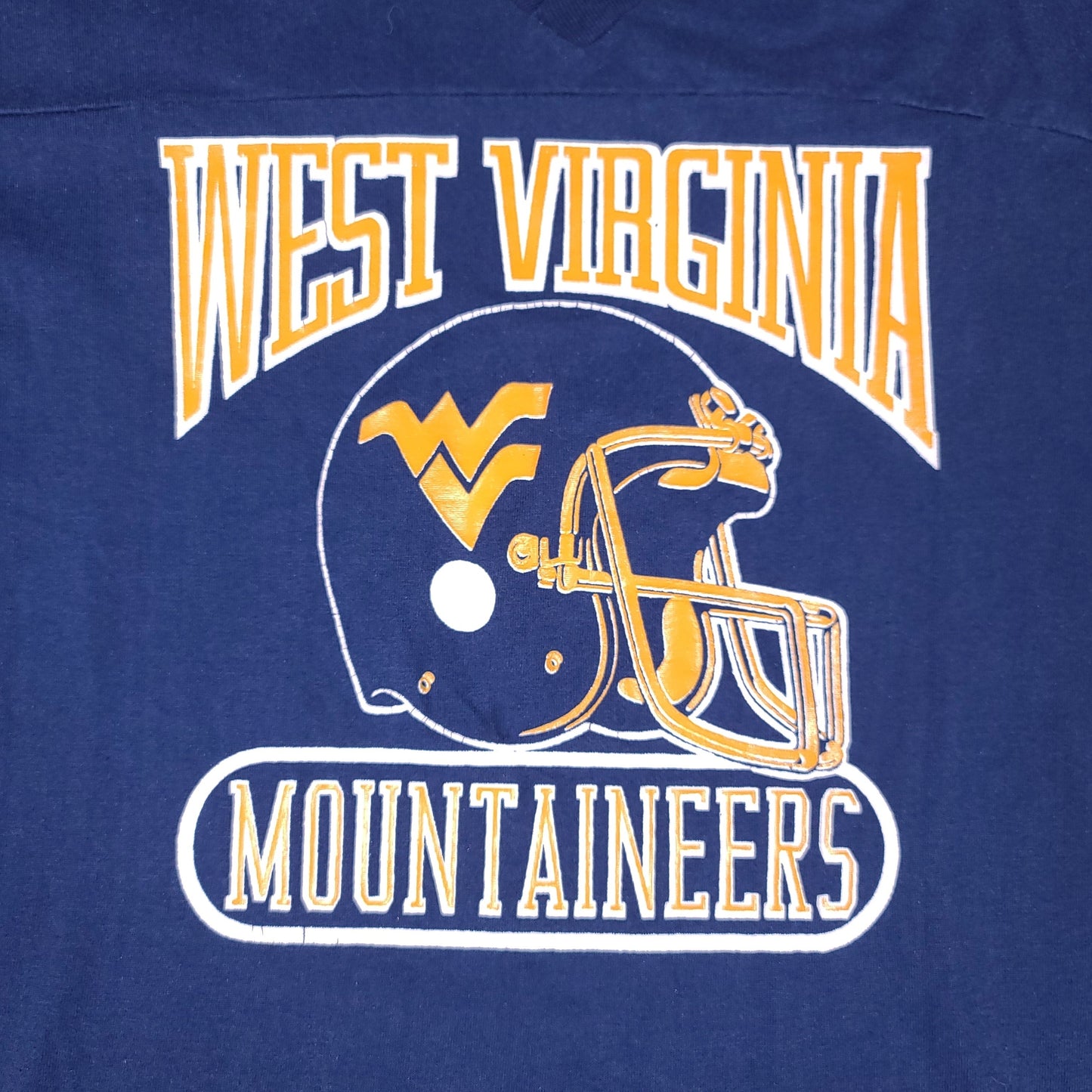 Vintage West Virginia Mountaineers Blue V-neck Raglan Tee