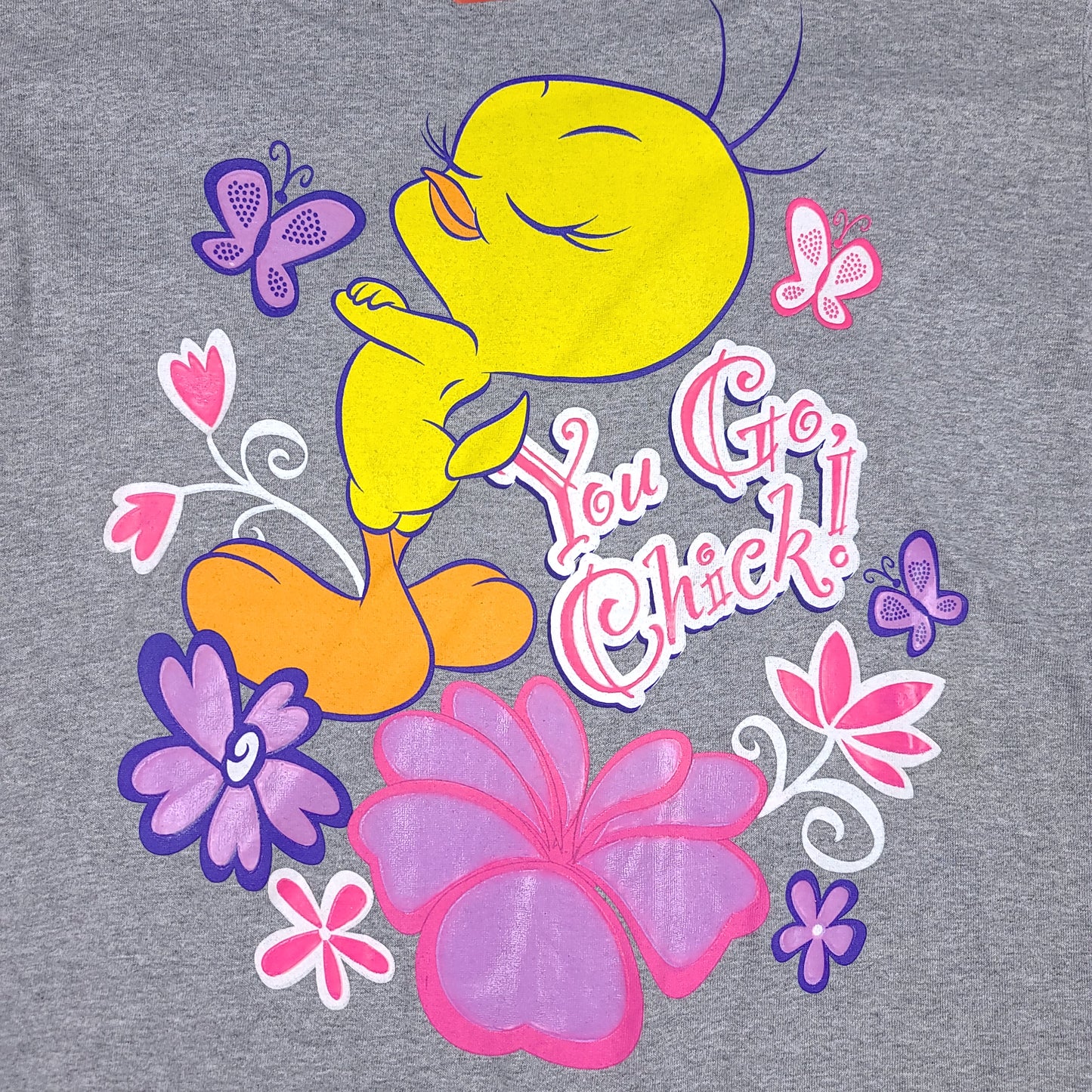 Vintage Tweety You Go Chick Gray Youth Long Sleeve Tee