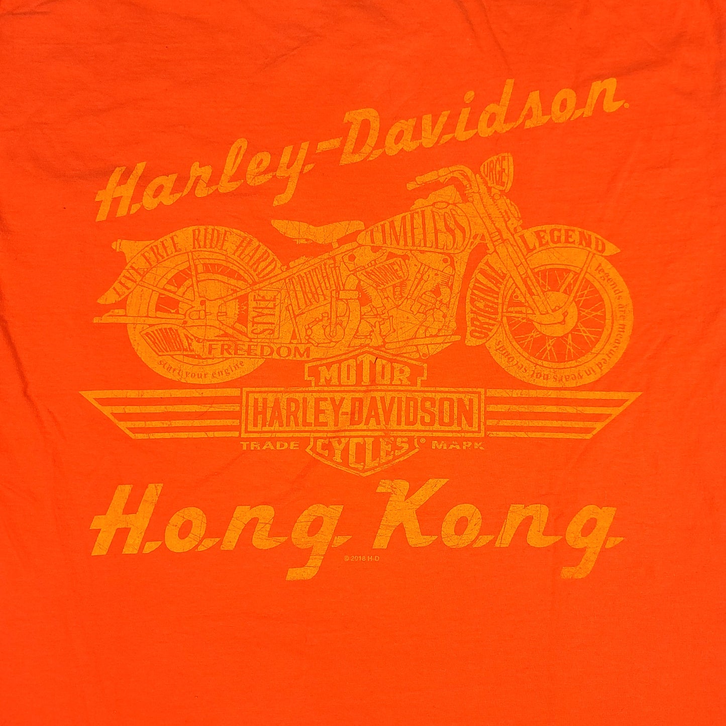 Harley Davidson Eagle Hong Kong China Orange Tee