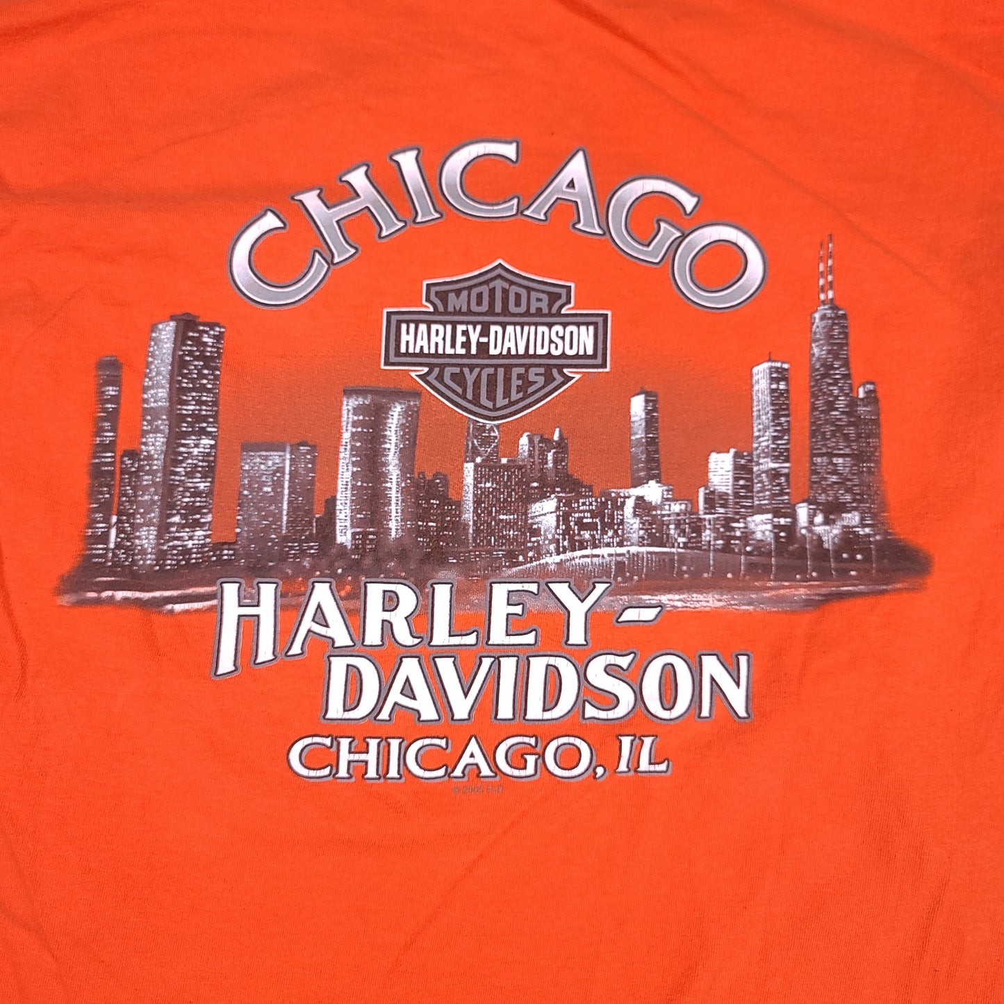 Harley Davidson Chicago Riders Edge Orange Long Sleeve Tee